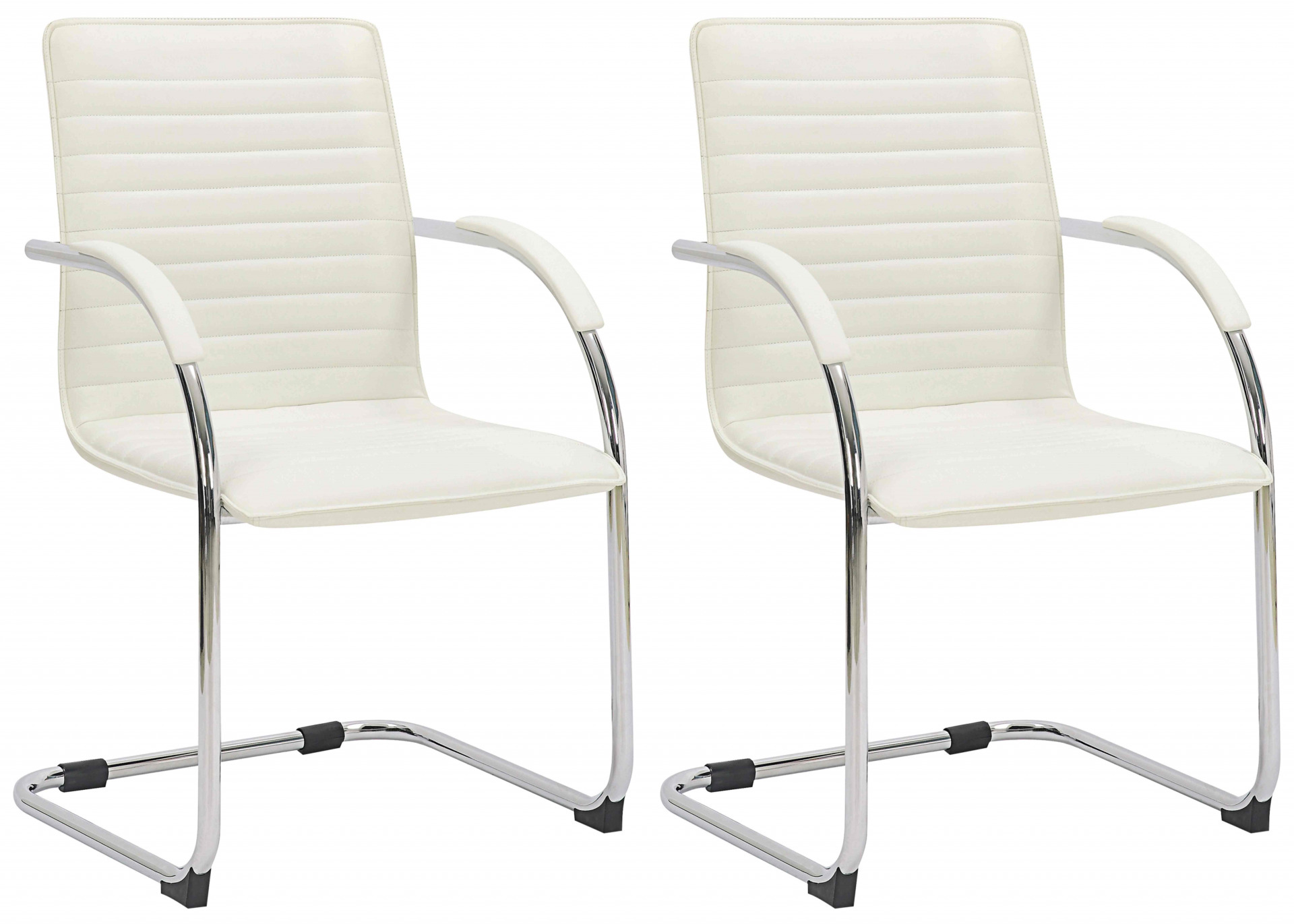 2er Set Besucherstühle Tira Kunstleder, creme