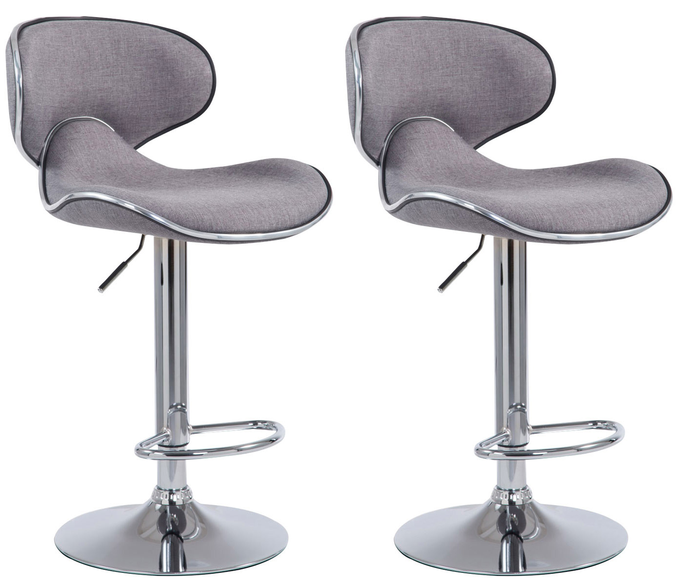 2er Set Barhocker Las Vegas V2 Stoff chrom, hellgrau