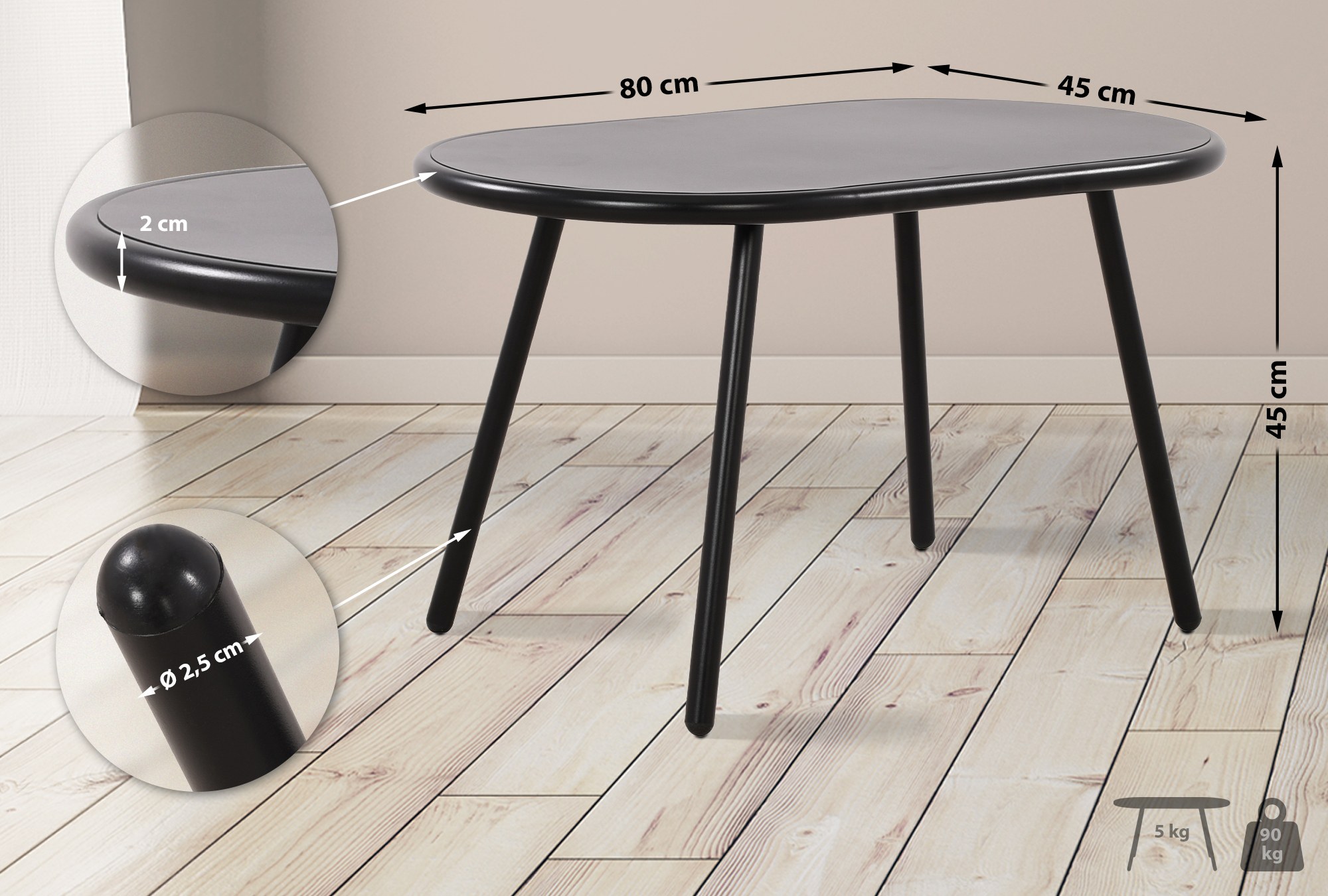 Couchtisch Velva, schwarz