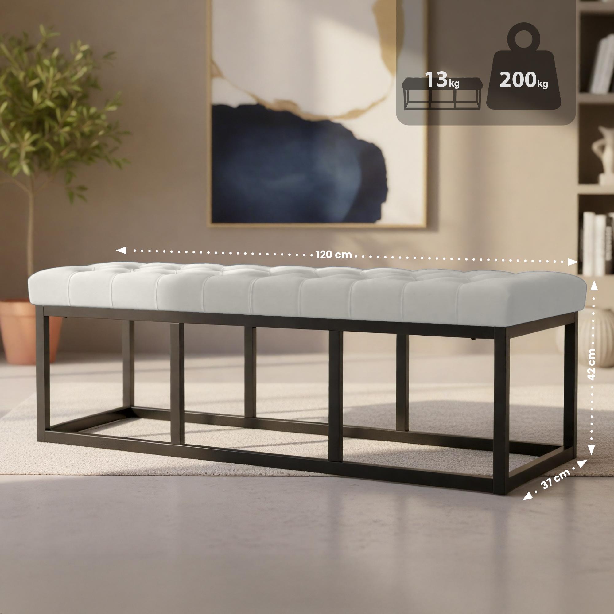 Sitzbank Polson Samt Schwarz 120 cm, creme