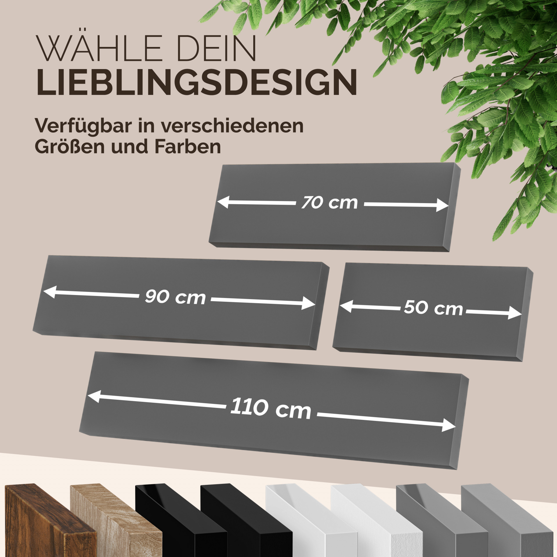 Wandregal Schweberegal 110cm Grau + Halterung