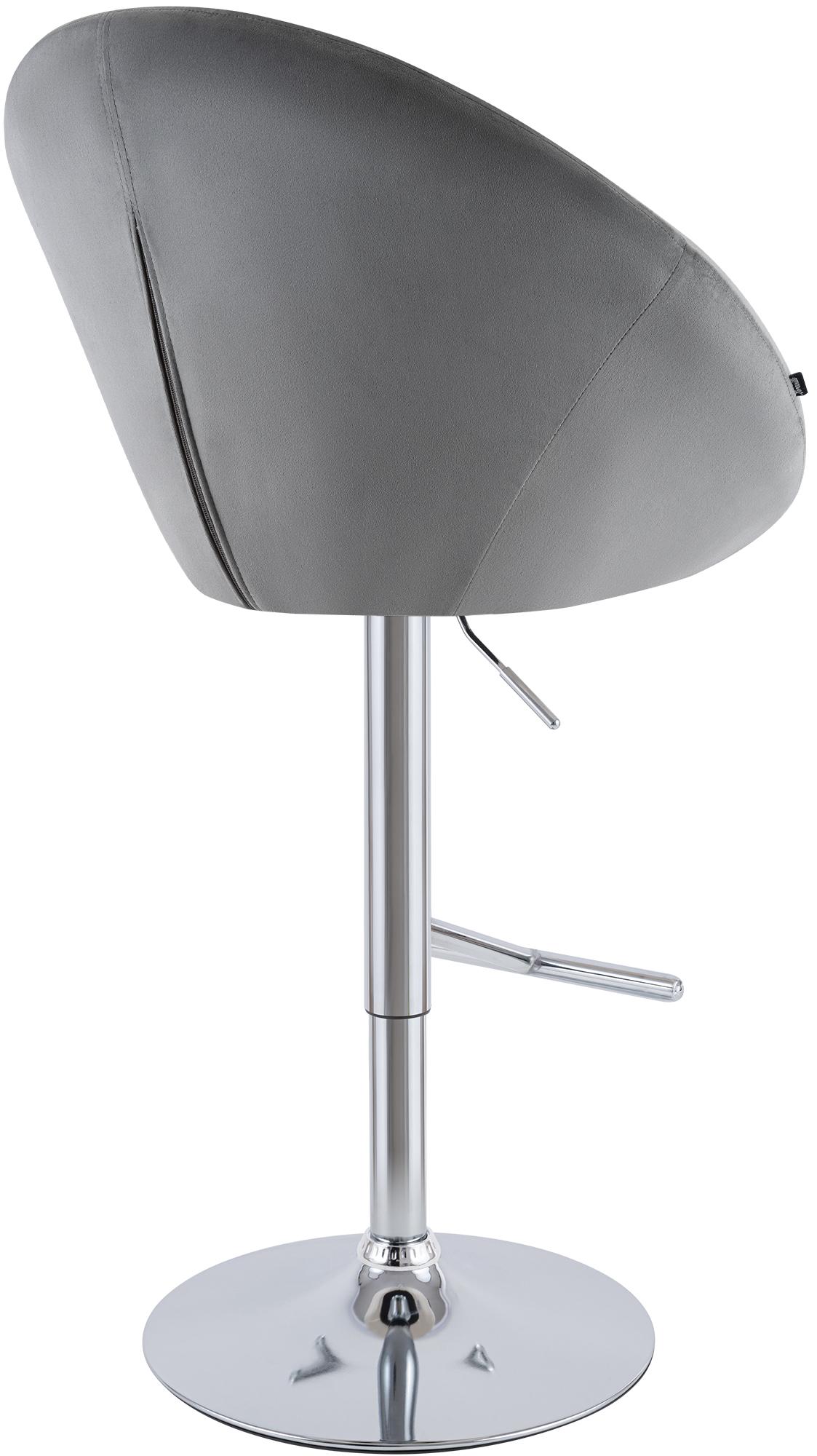 Barhocker London Samt chrom, grau