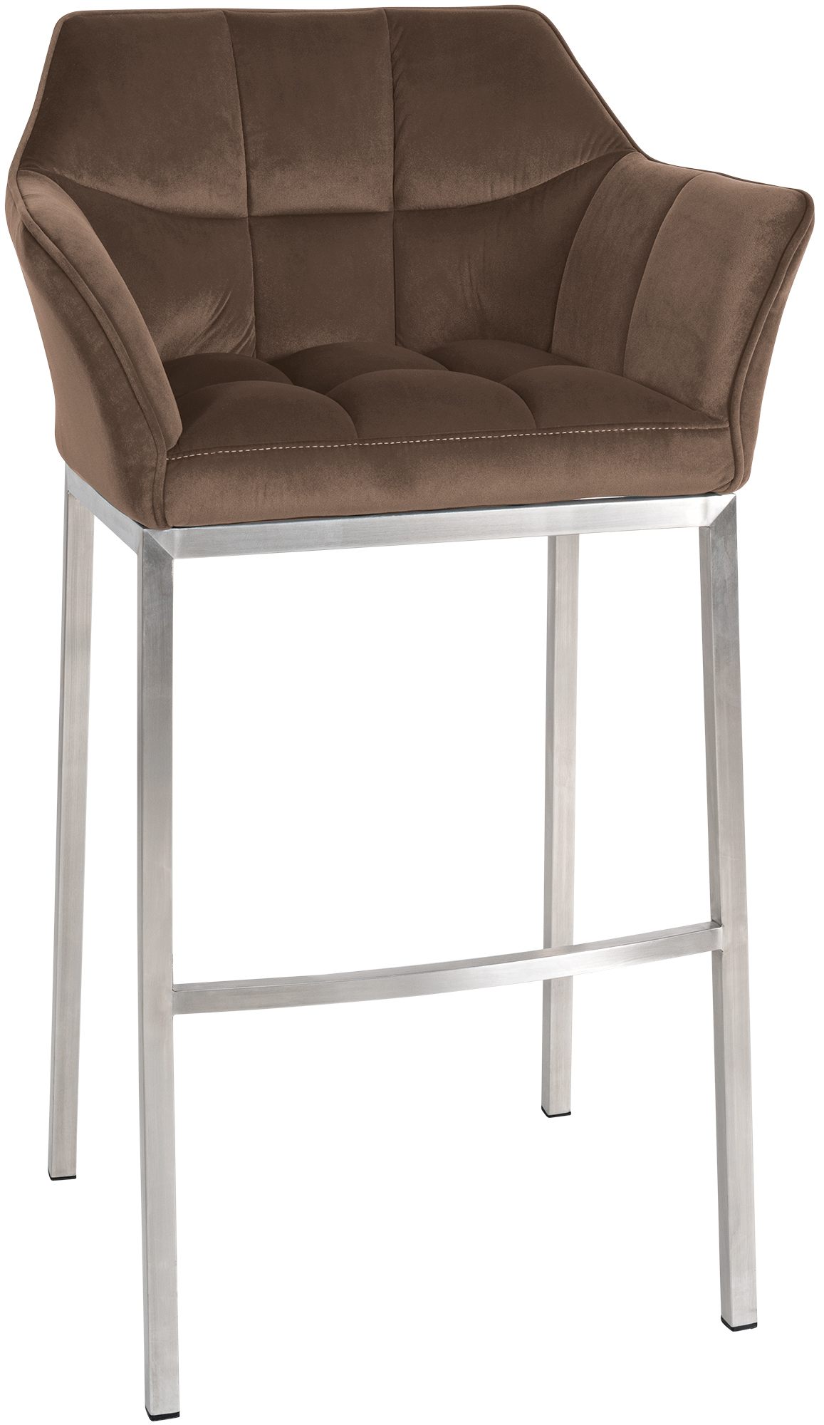 Barhocker Damaso E Samt mit 4-Fuß Gestell, braun