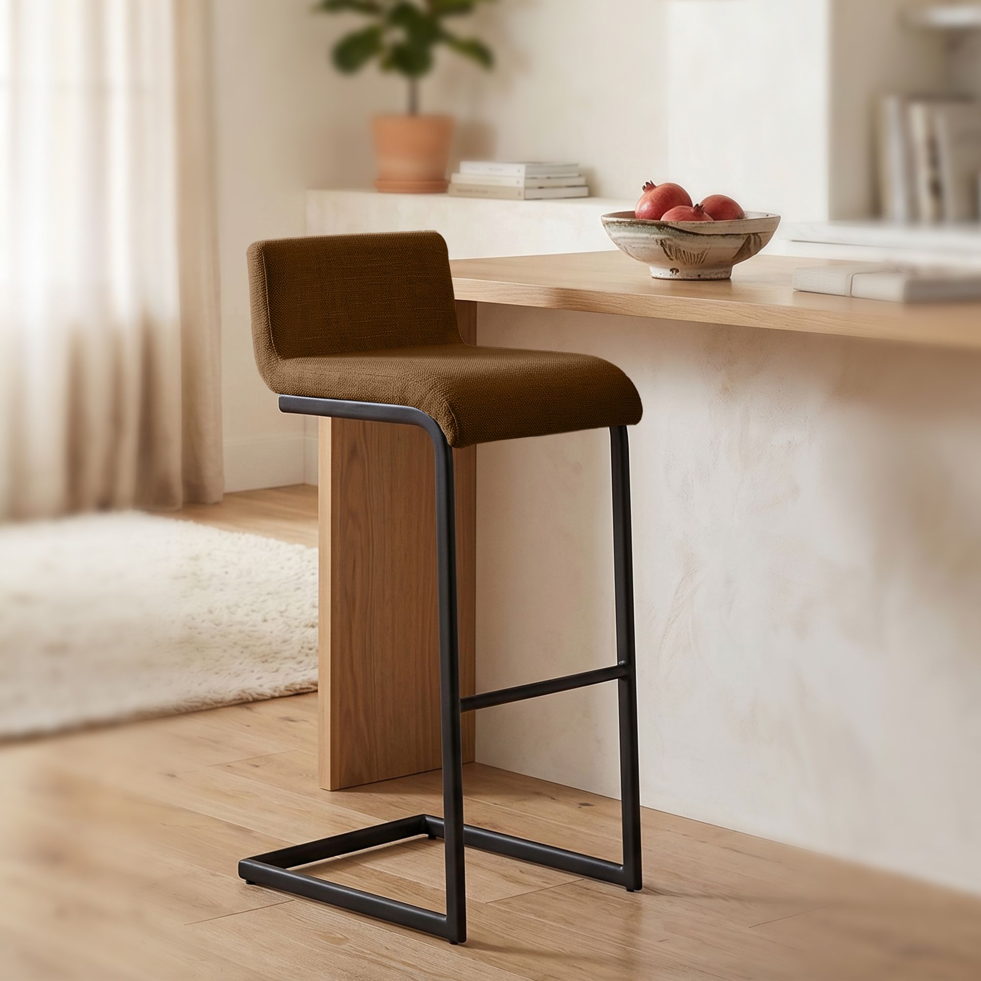 2er Set Barhocker Newport B Stoff, braun