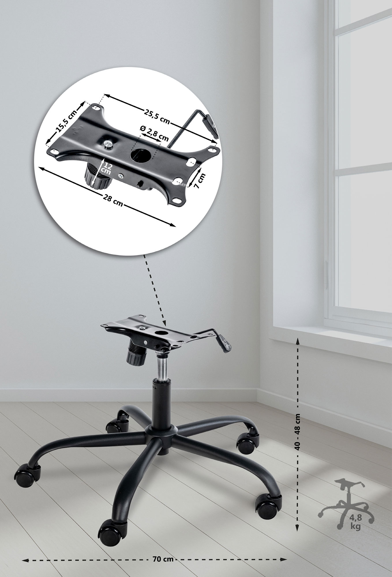 Gestell Bürostuhl 1, schwarz
