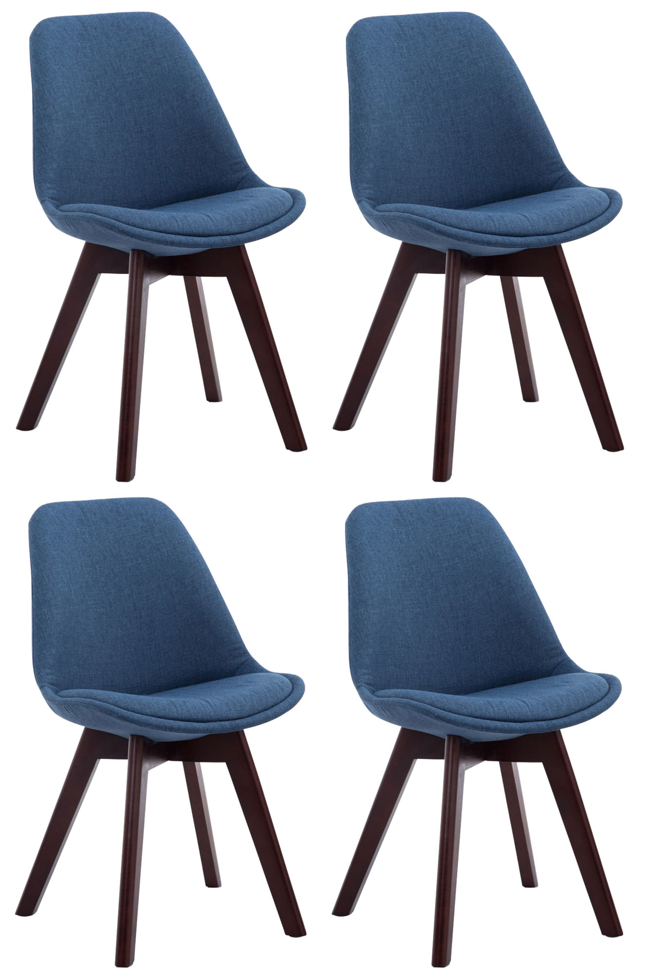 4er Set Besucherstühle Borneo V2 Walnuss Stoff, blau