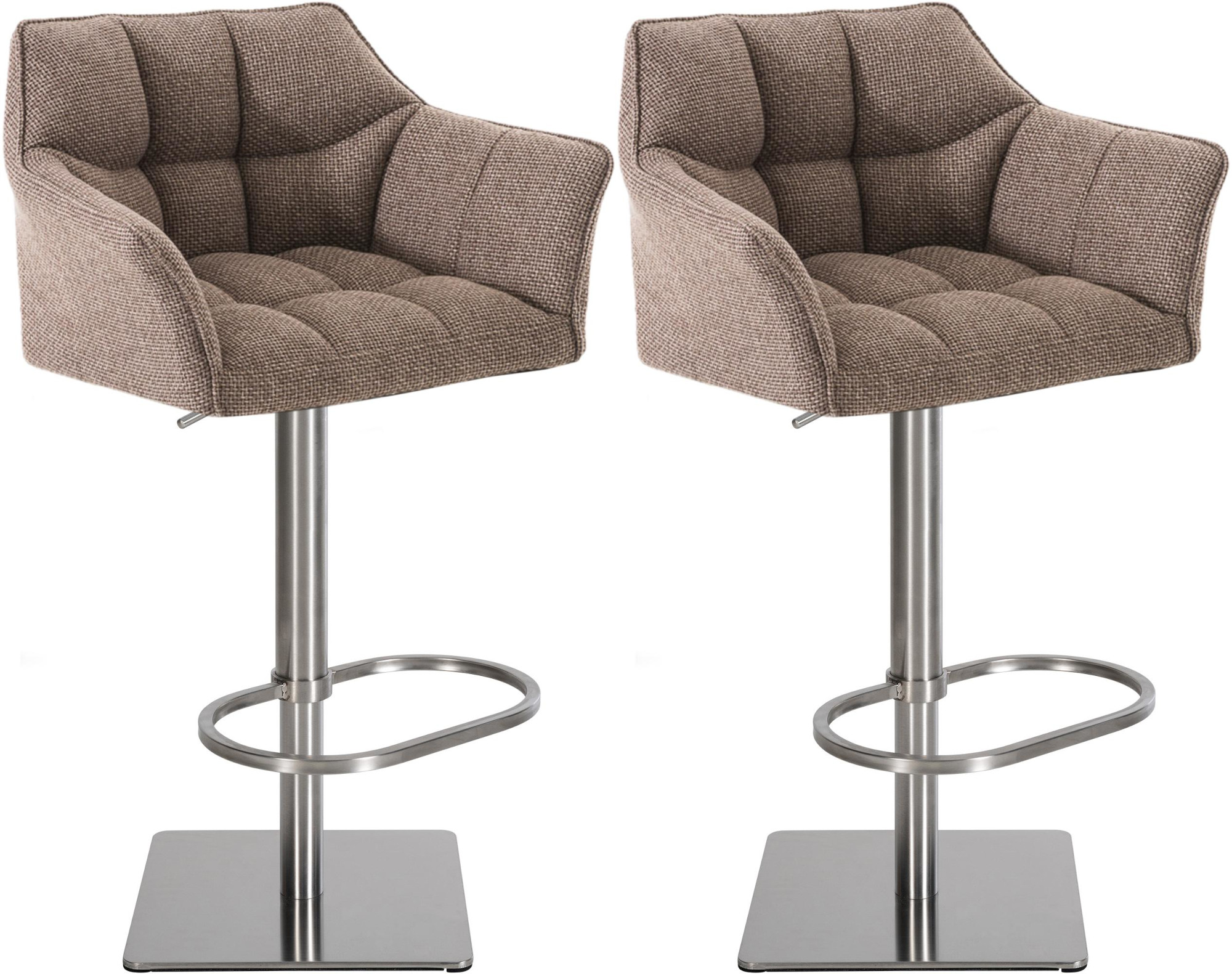 2er Set Barhocker Damaso Stoff edelstahl, terrabraun