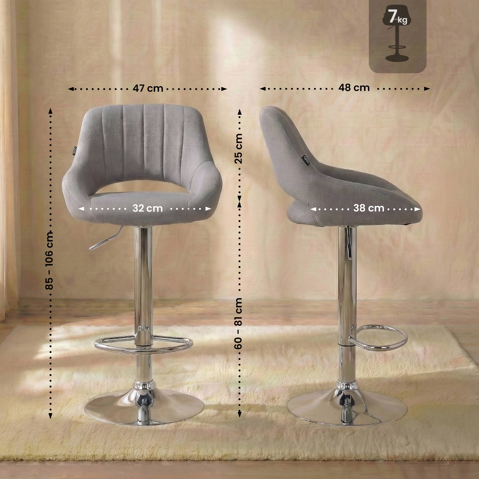2er Set Barhocker Milet Stoff C, grau