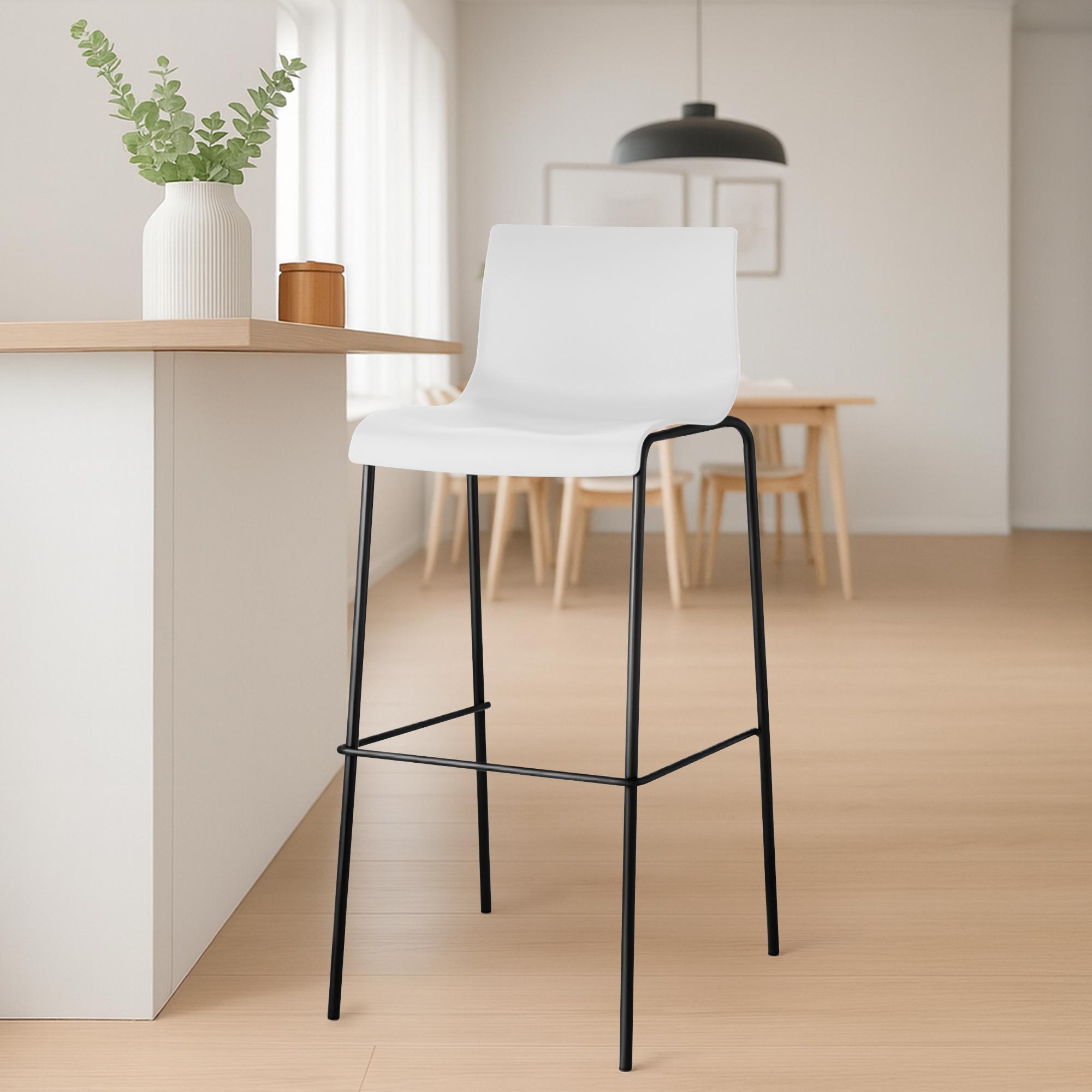 2er Set Barhocker Hoover Kunststoff 4-Fuß Gestell schwarz, weiß