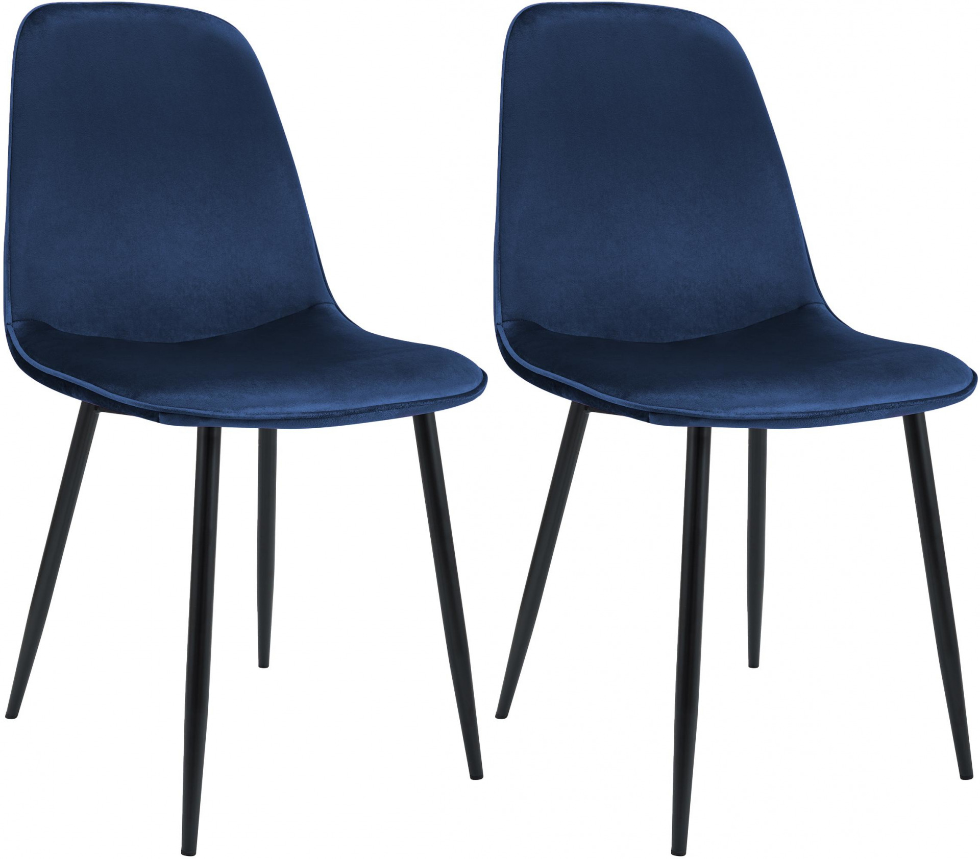 2er Set Esszimmerstuhl Maryam Samt, dunkelblau