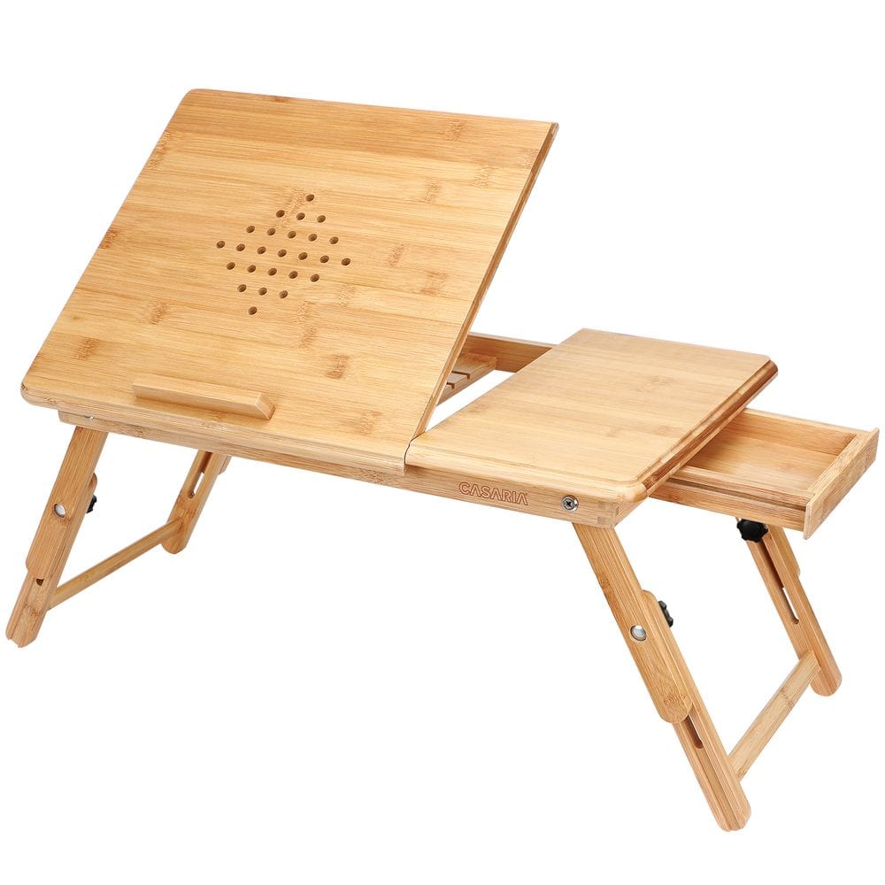Laptoptisch Bambus 55x28x35cm Belüftungslöcher + Schublade
