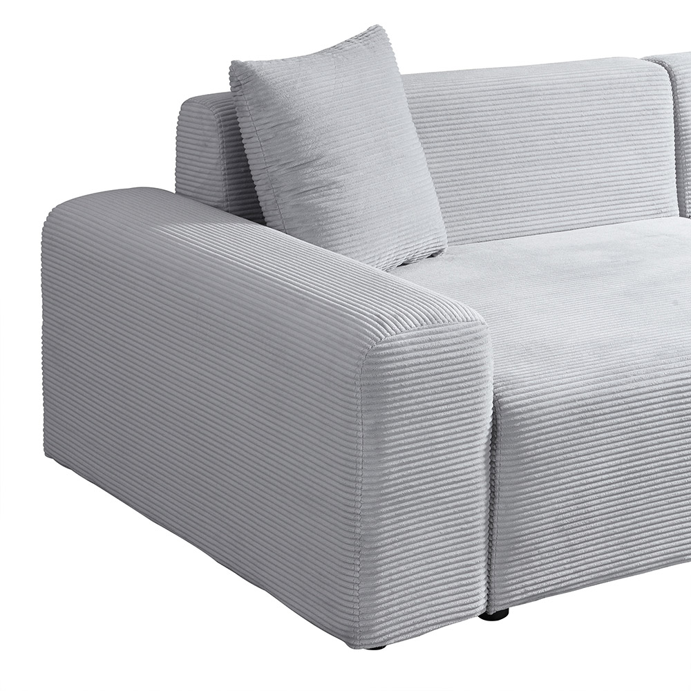 Ecksofa AMELIO Cord Grau Rechts - 240 x 178 cm