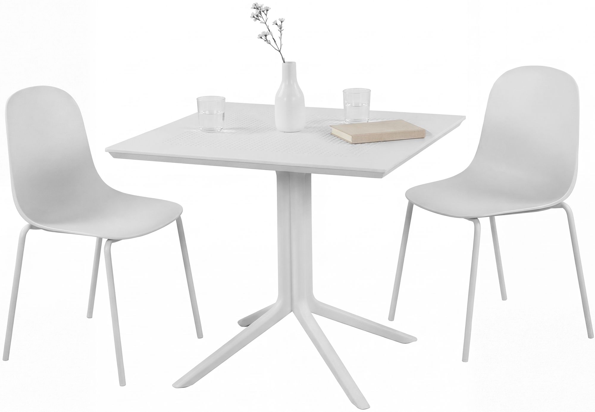 Gartenmöbel-Set Zeron mit 2 Stühlen, weiß