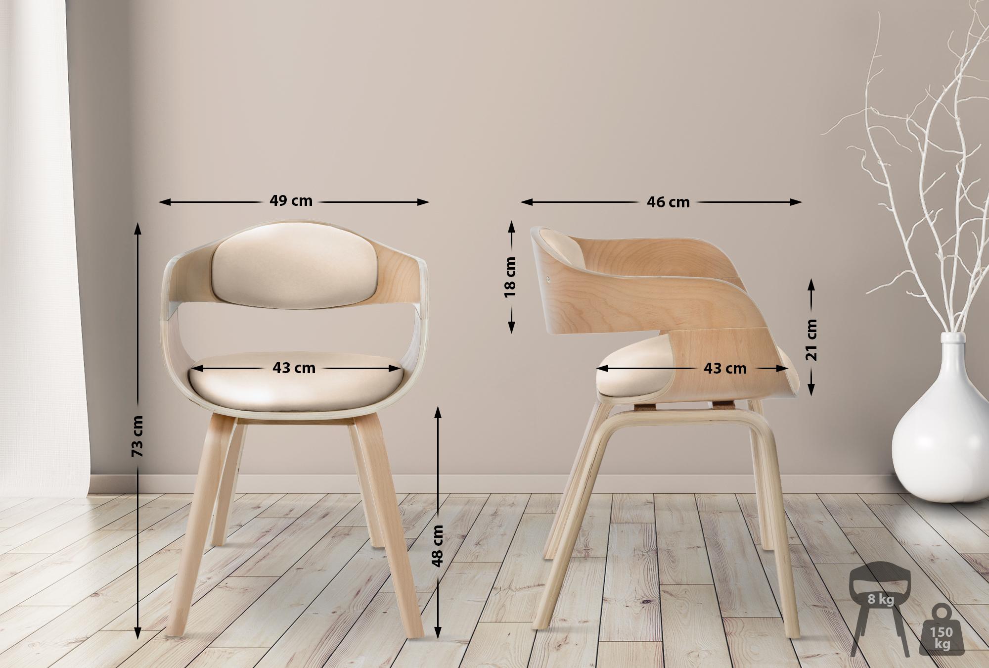2er Set Stühle Kingston Kunstleder, natura/creme