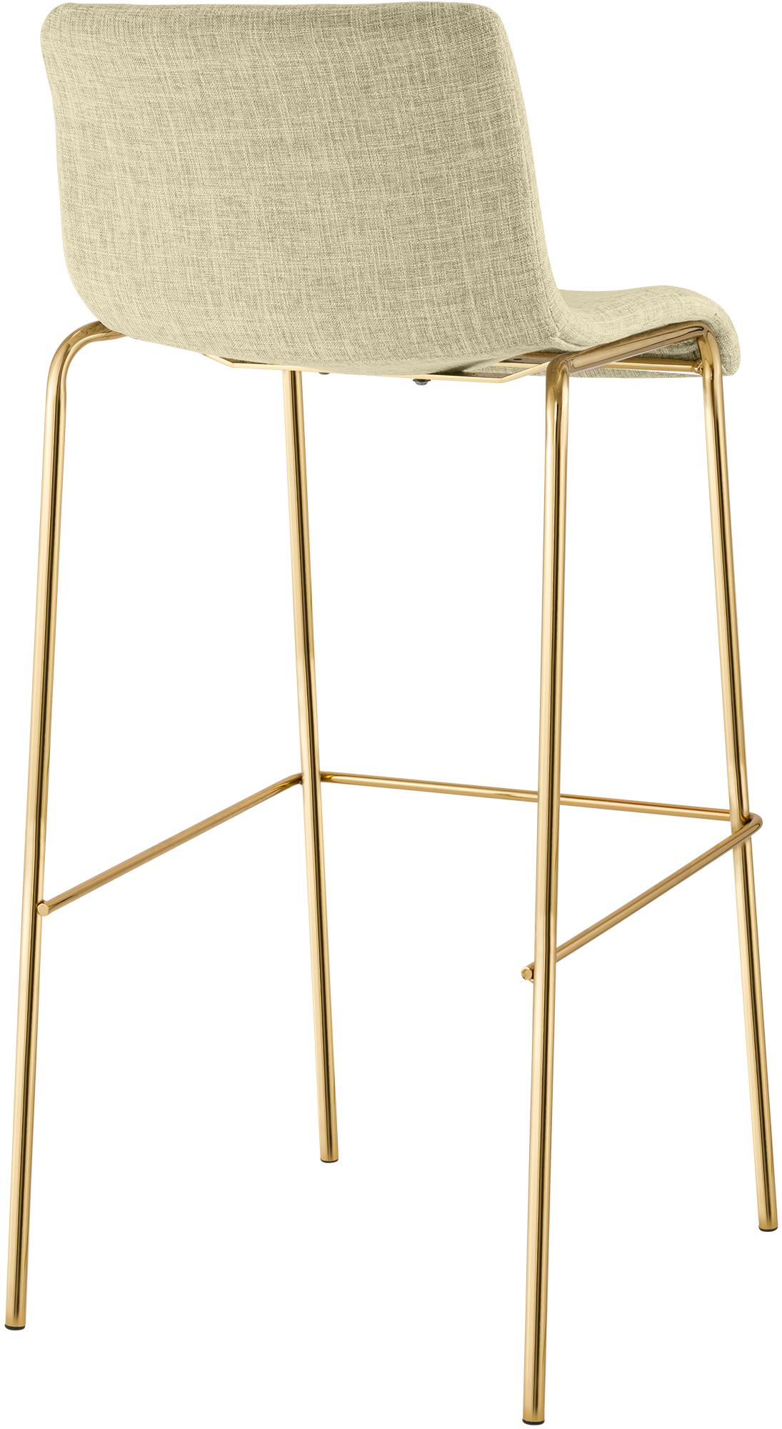 Barhocker Hoover Stoff 4-Fuß Gold, creme