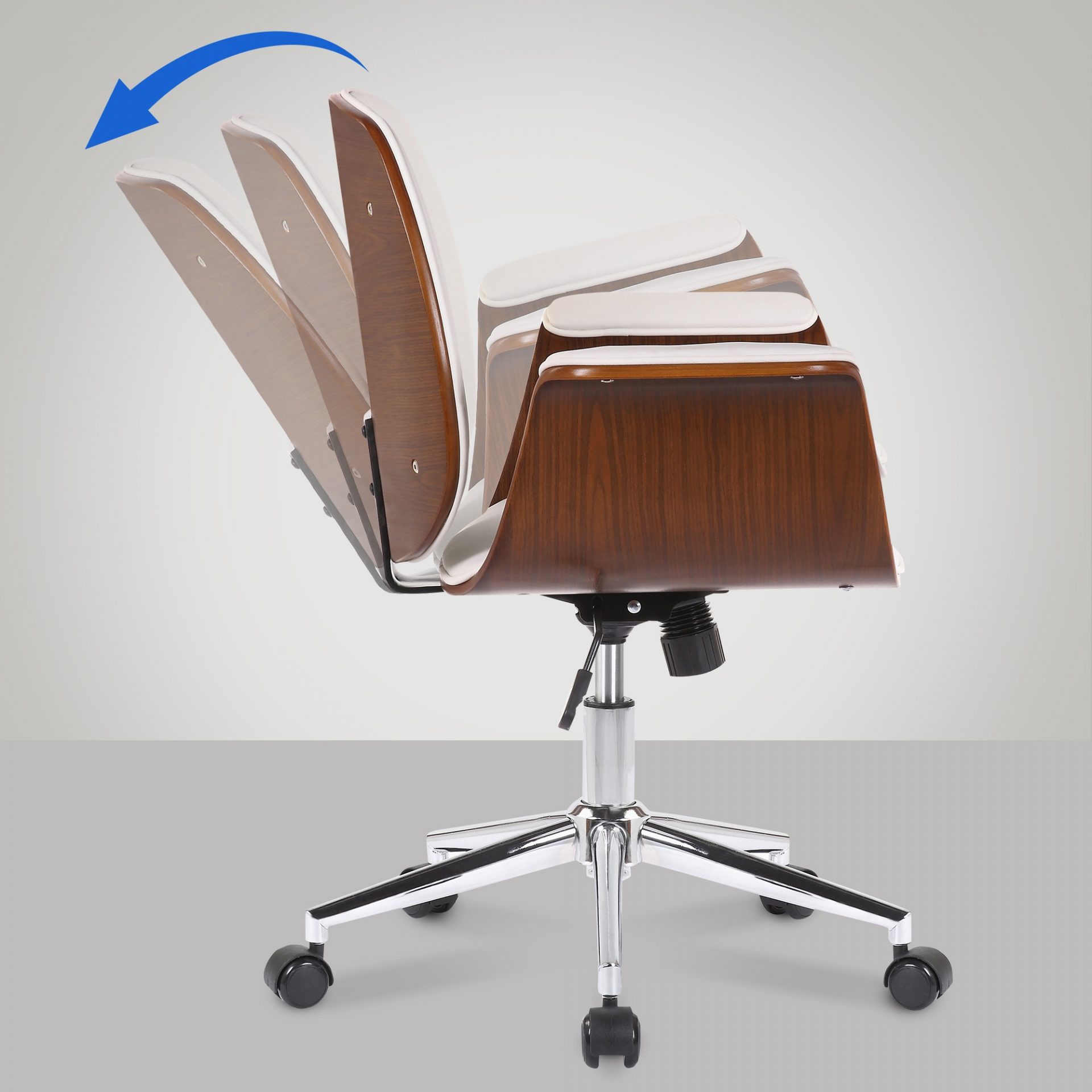 Bürostuhl Kemberg Kunstleder, walnuss/weiß