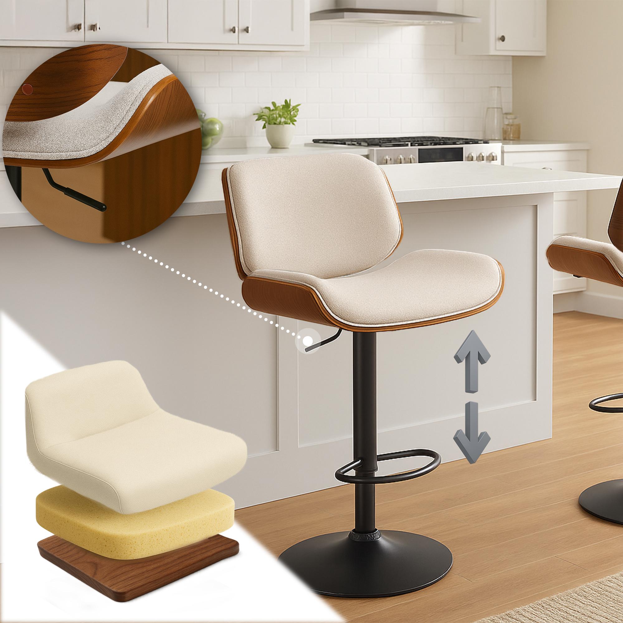 Barhocker Beverley B Stoff, walnuss/creme