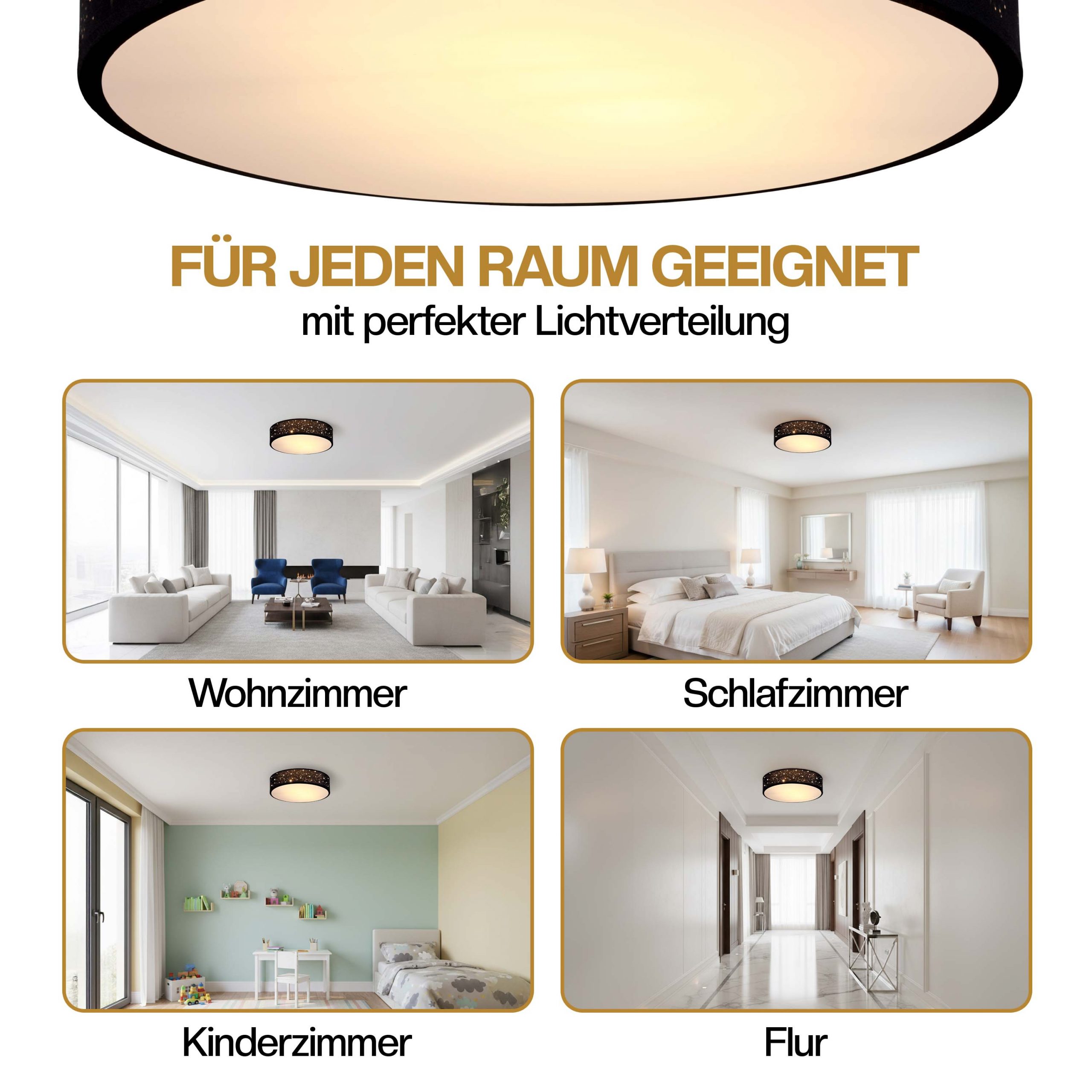 Deckenlampe Schwarz Stoff Ø38cm Sternenhimmel