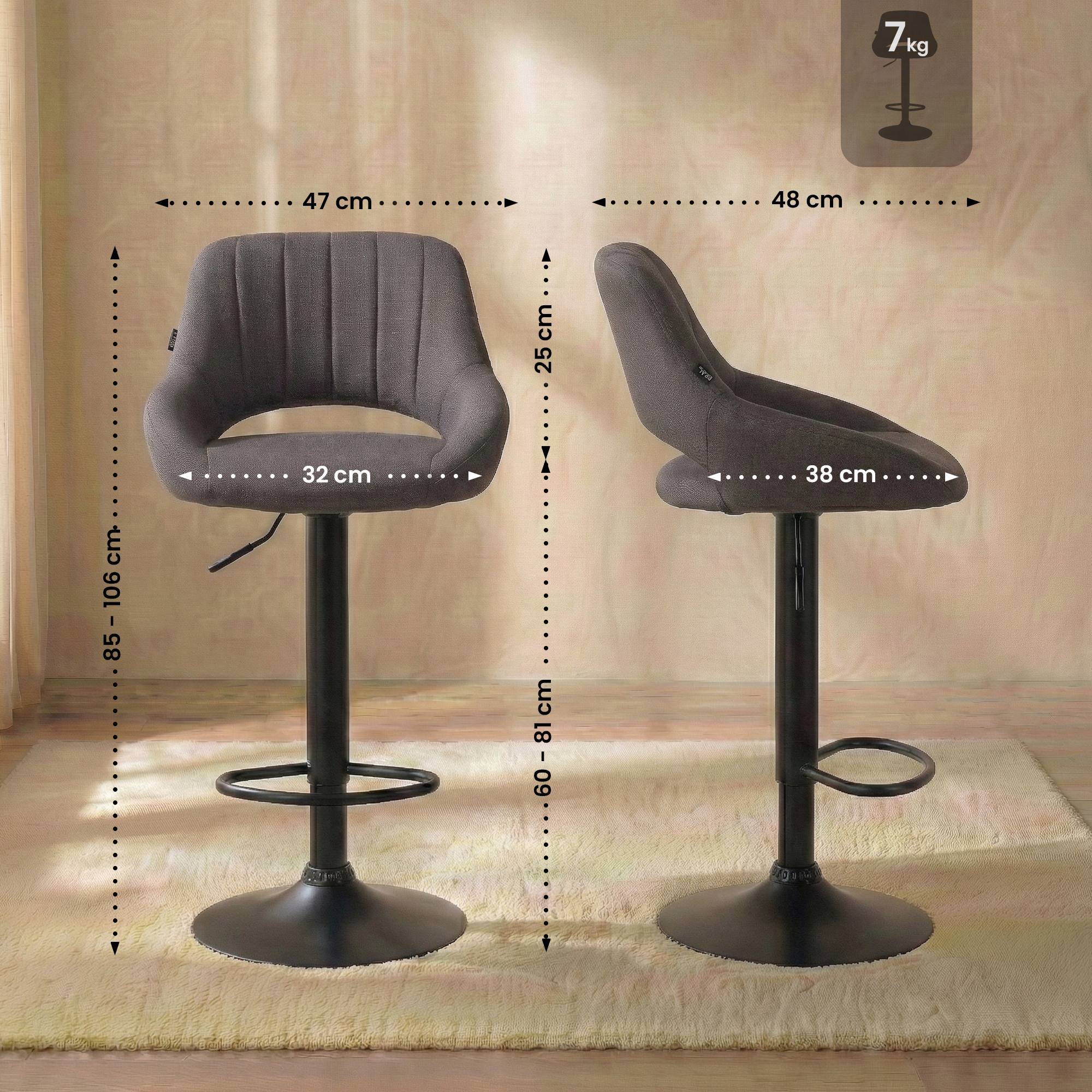 2er Set Barhocker Milet Stoff B, dunkelgrau