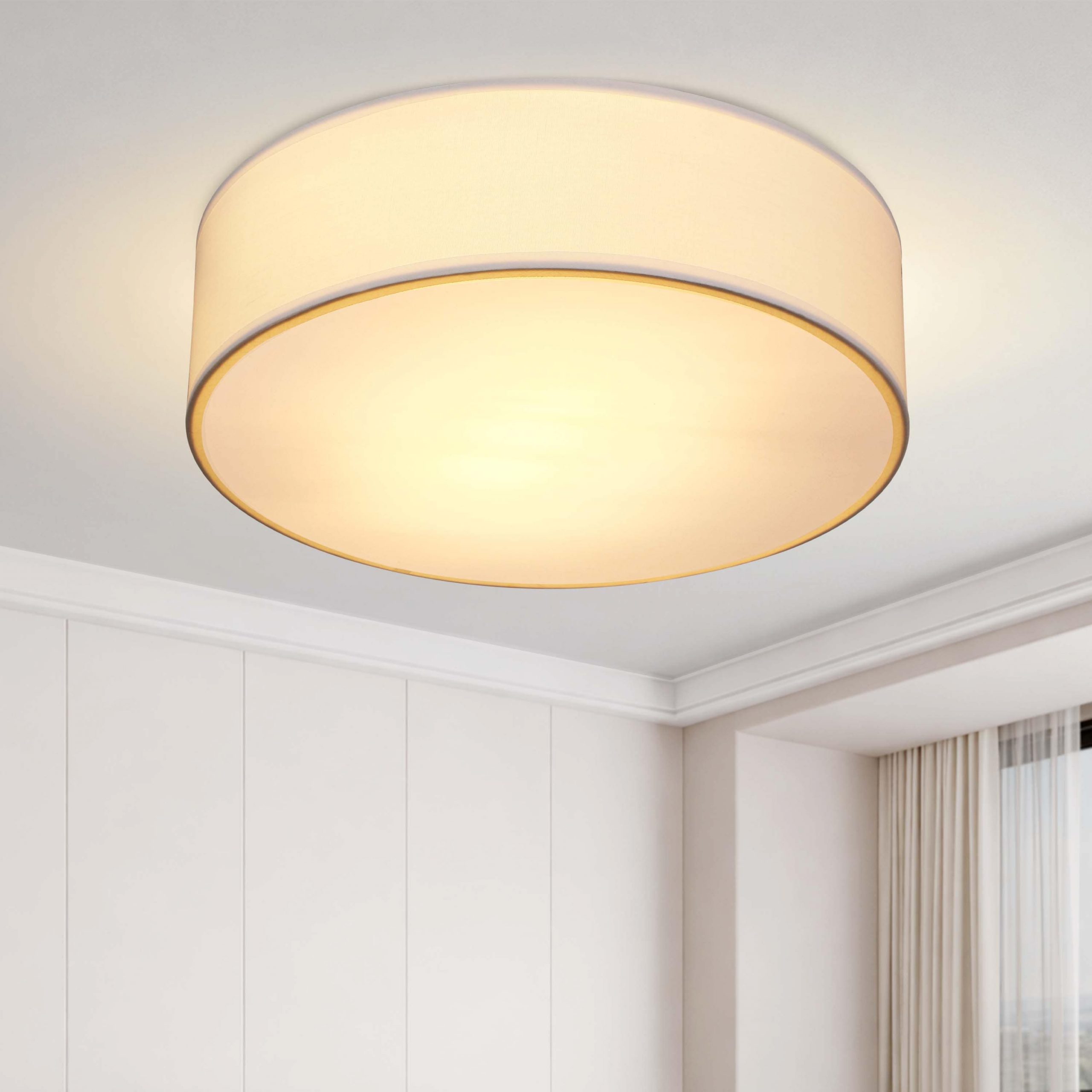 Deckenlampe Weiß Stoff Ø38cm