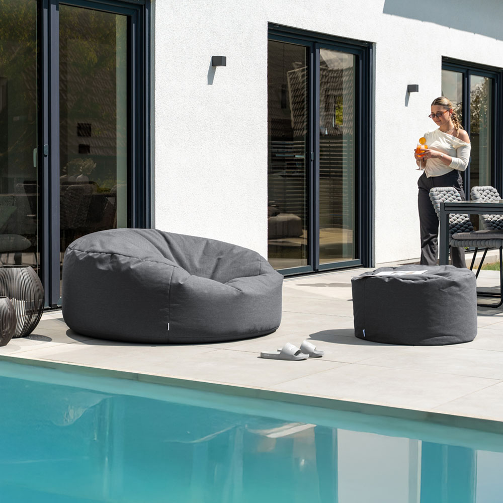 XXL Outdoor Sitzsack CLOUD mit Hocker - Anthrazit