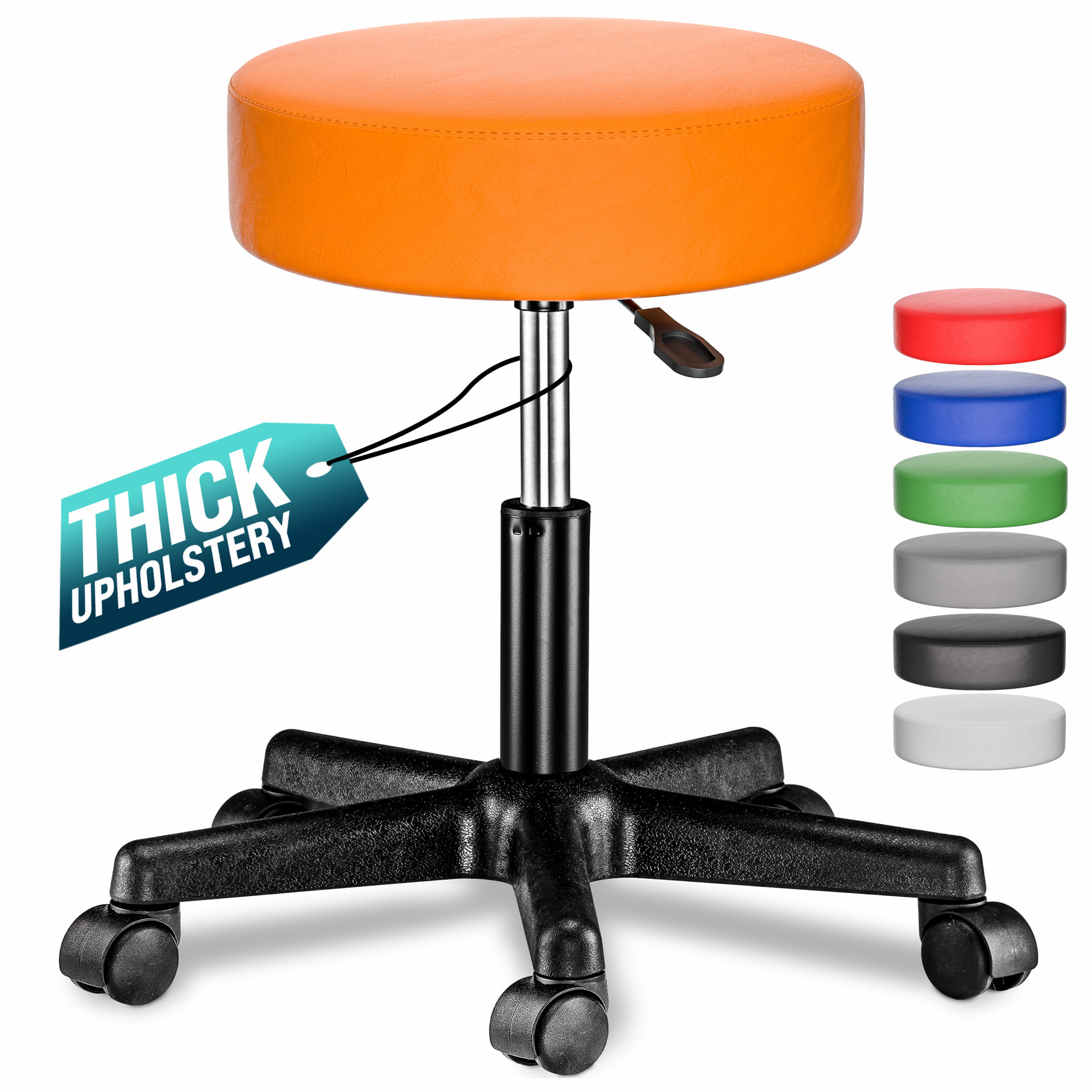 Rollhocker Kunstleder Orange 360° drehbar