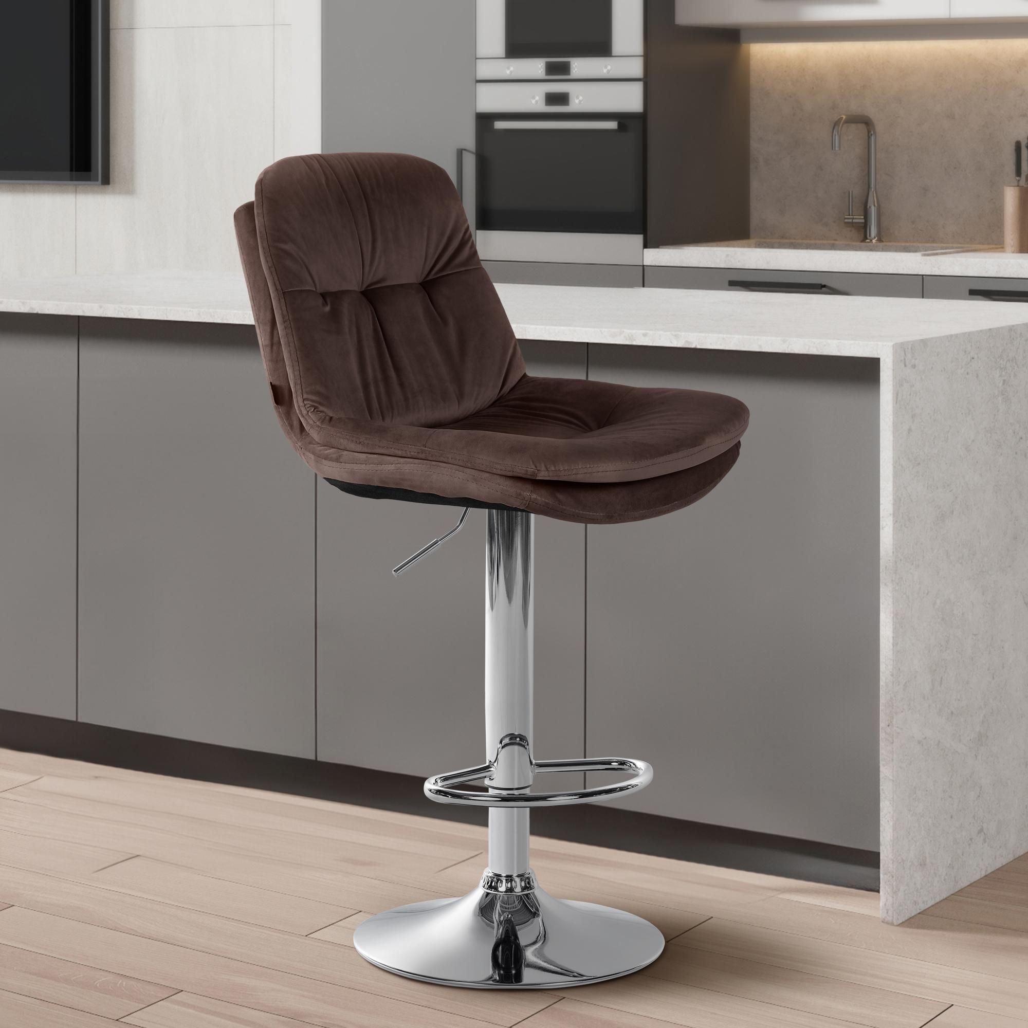 Barhocker Laurel Samt chrom, braun