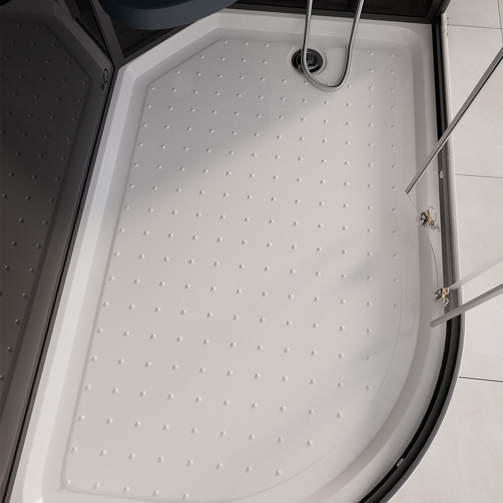 Dampfdusche mit Wasserfall und Dampfsauna BLACK PEARL - 120 x 80 cm Links
