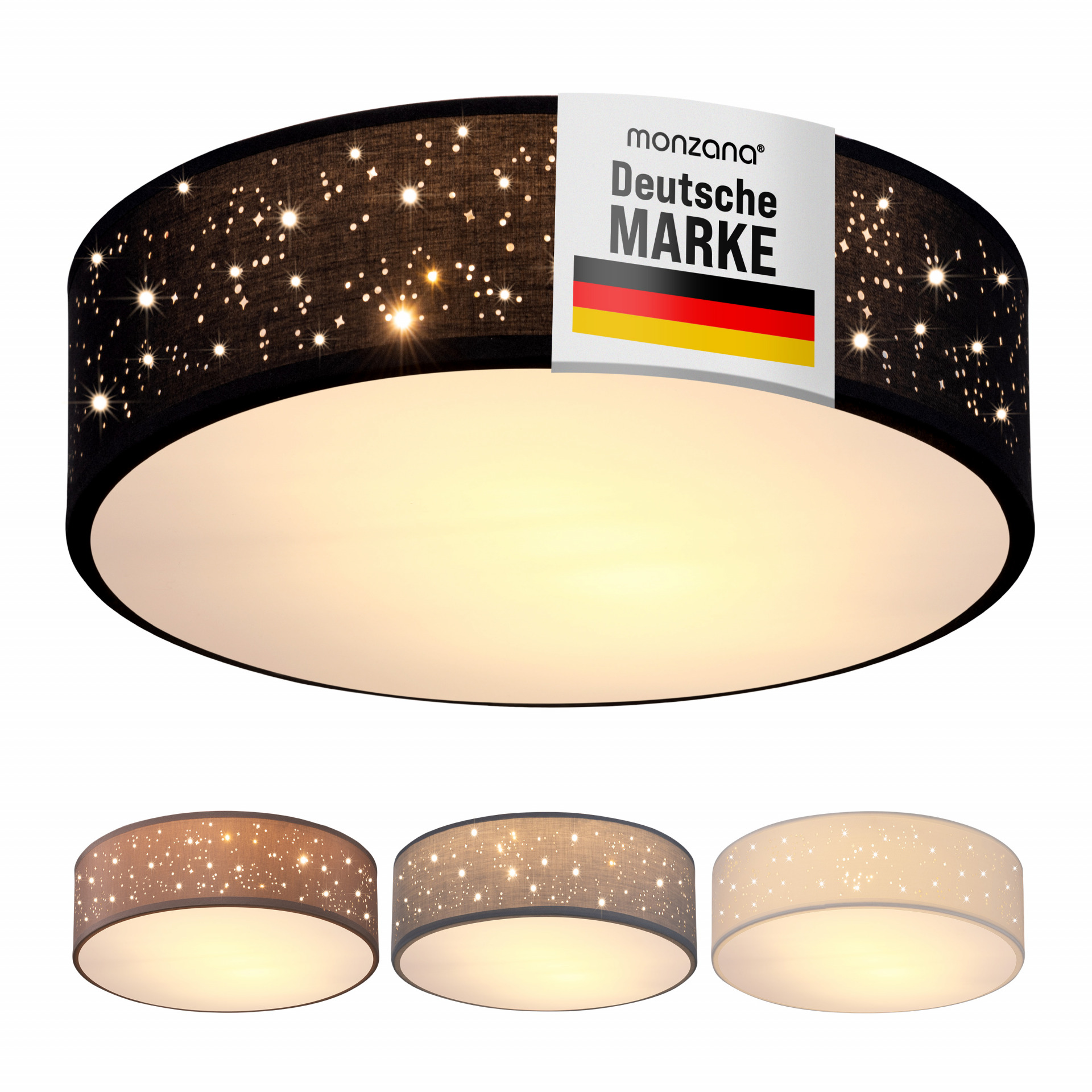 Deckenlampe Schwarz Stoff Ø30cm Sternenhimmel