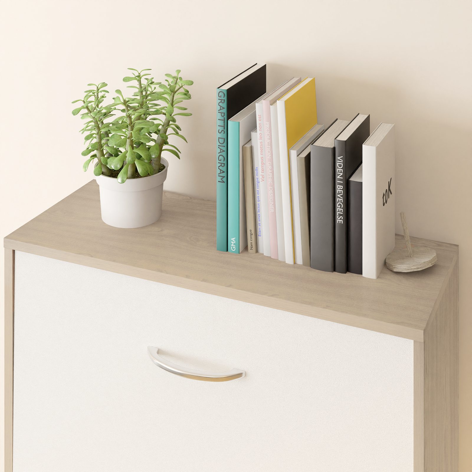 Schuhschrank Eiche/Weiß 115x60x24cm