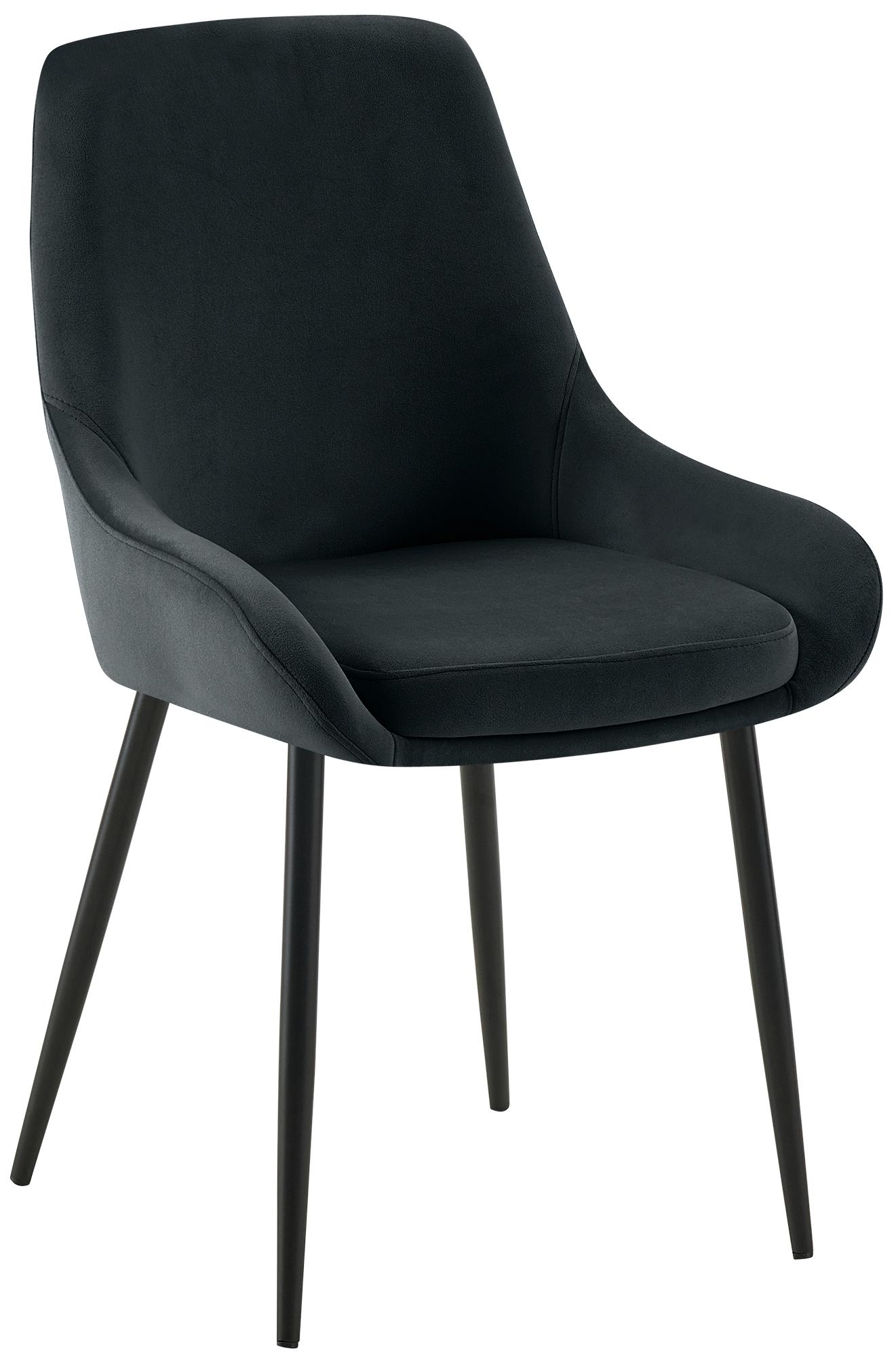 2er Set Esszimmerstuhl Elmira Samt schwarz, schwarz