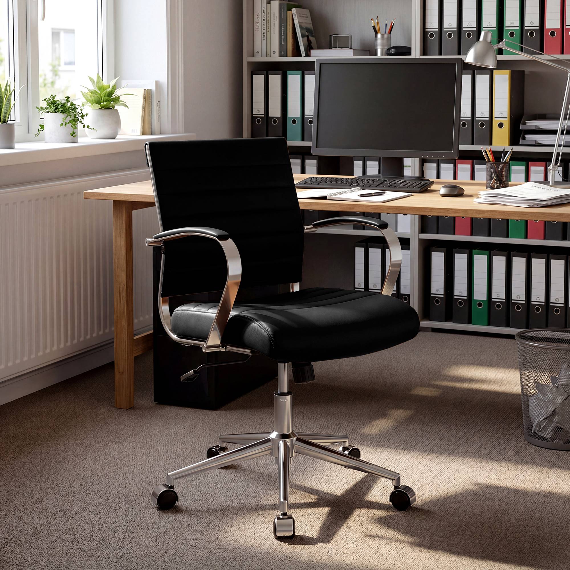 Bürostuhl Oakland Echtleder, schwarz
