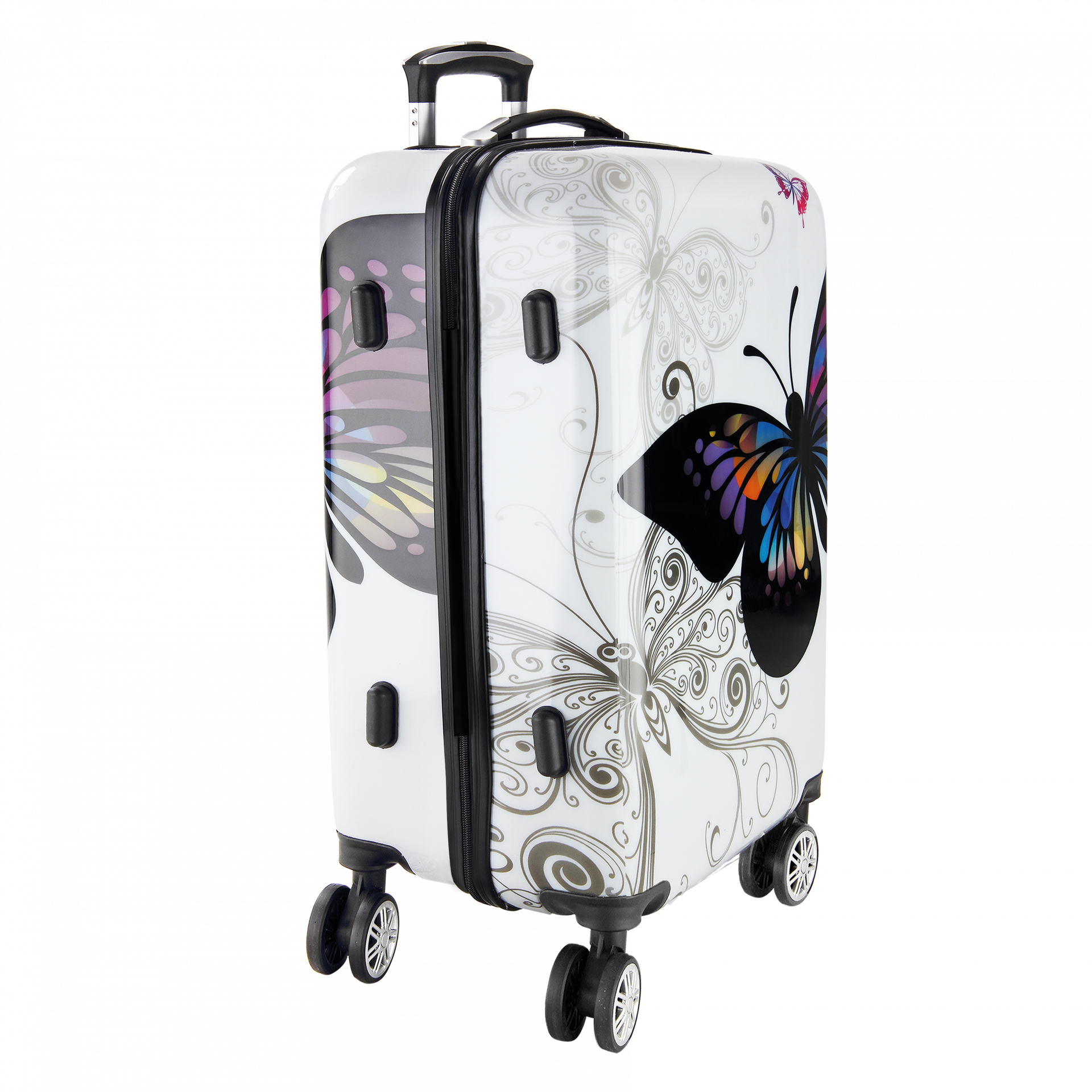 Hartschalenkoffer Set 4-tlg Rollen 360º Beautycase Butterfly Polycarbonat