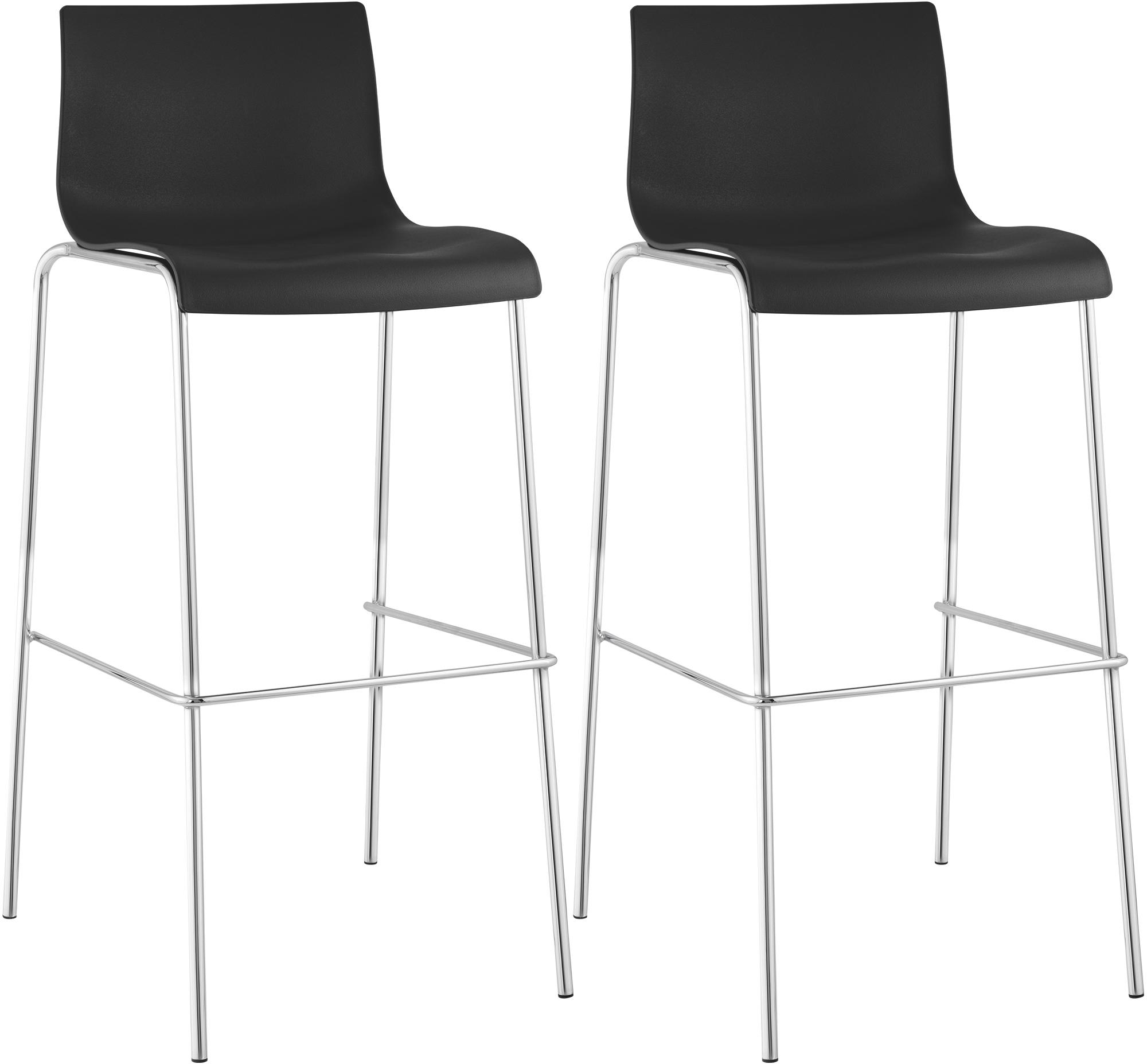 2er Set Barhocker Hoover Kunststoff 4-Fuß Gestell chrom, schwarz