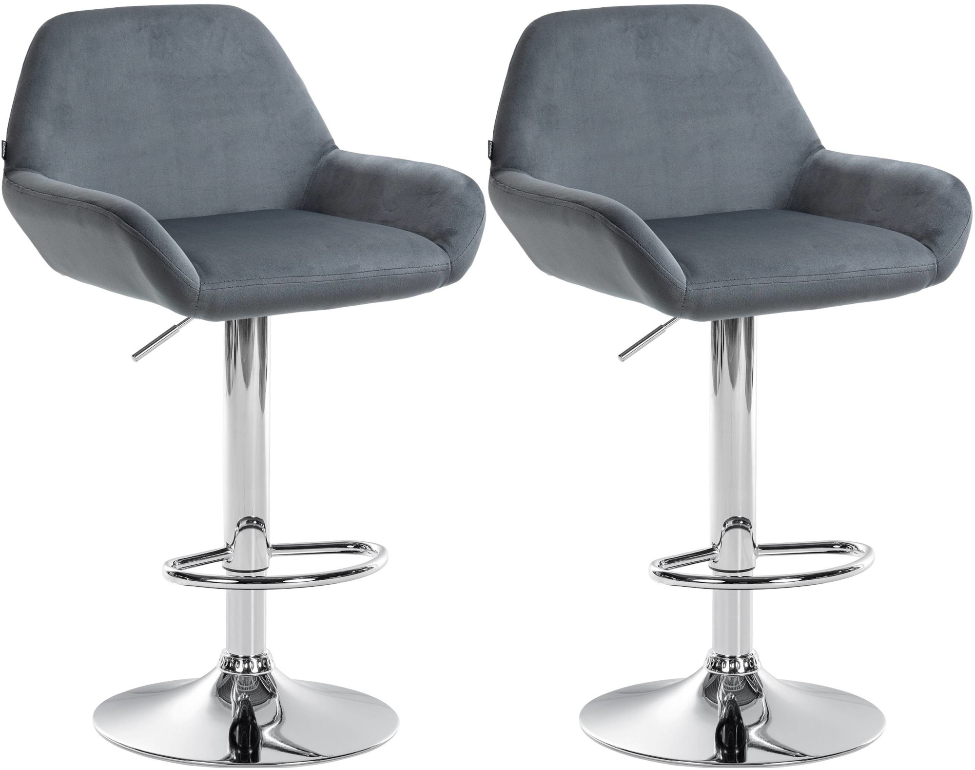 2er Set Barhocker Braga Samt chrom, dunkelgrau