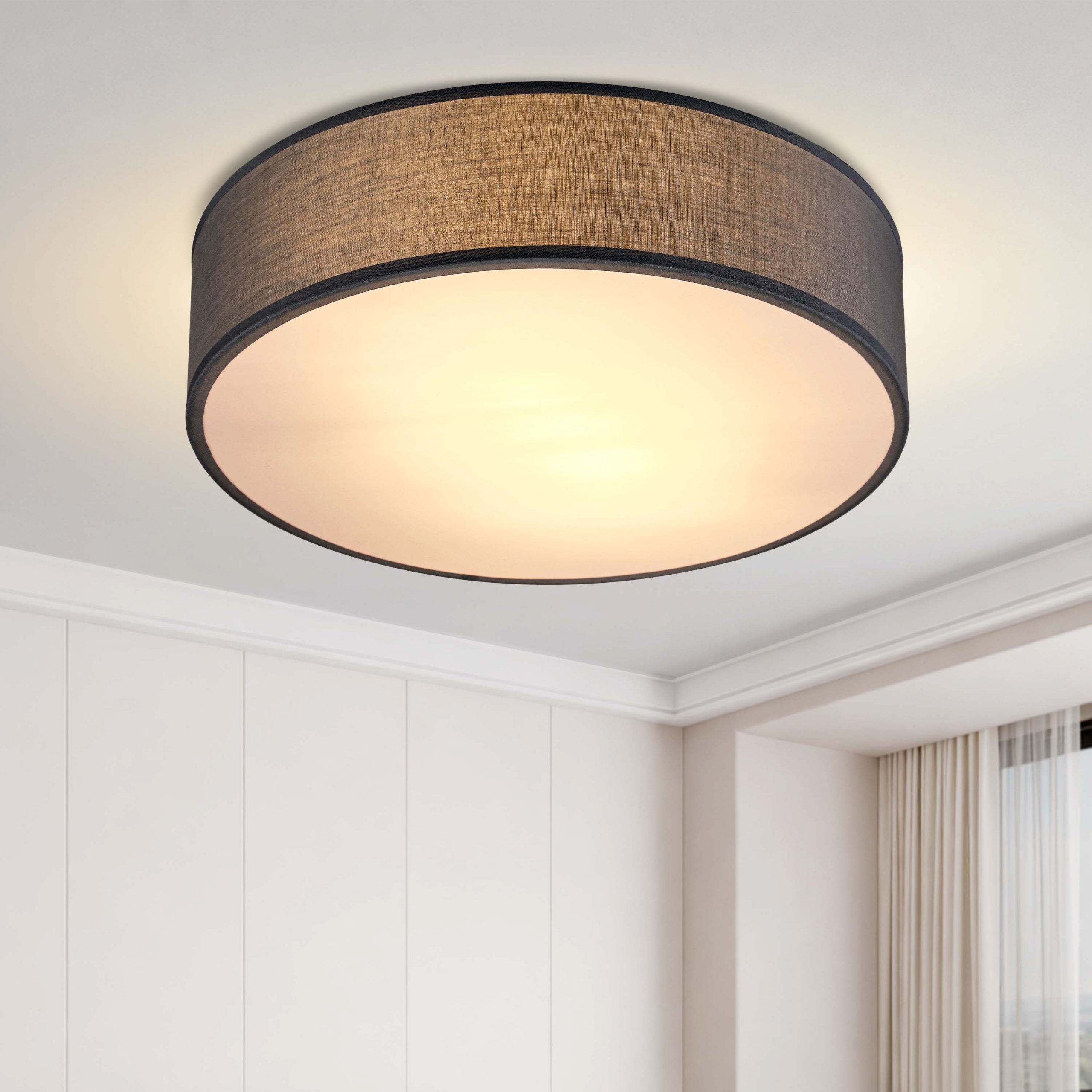Deckenlampe Grau Stoff Ø38cm