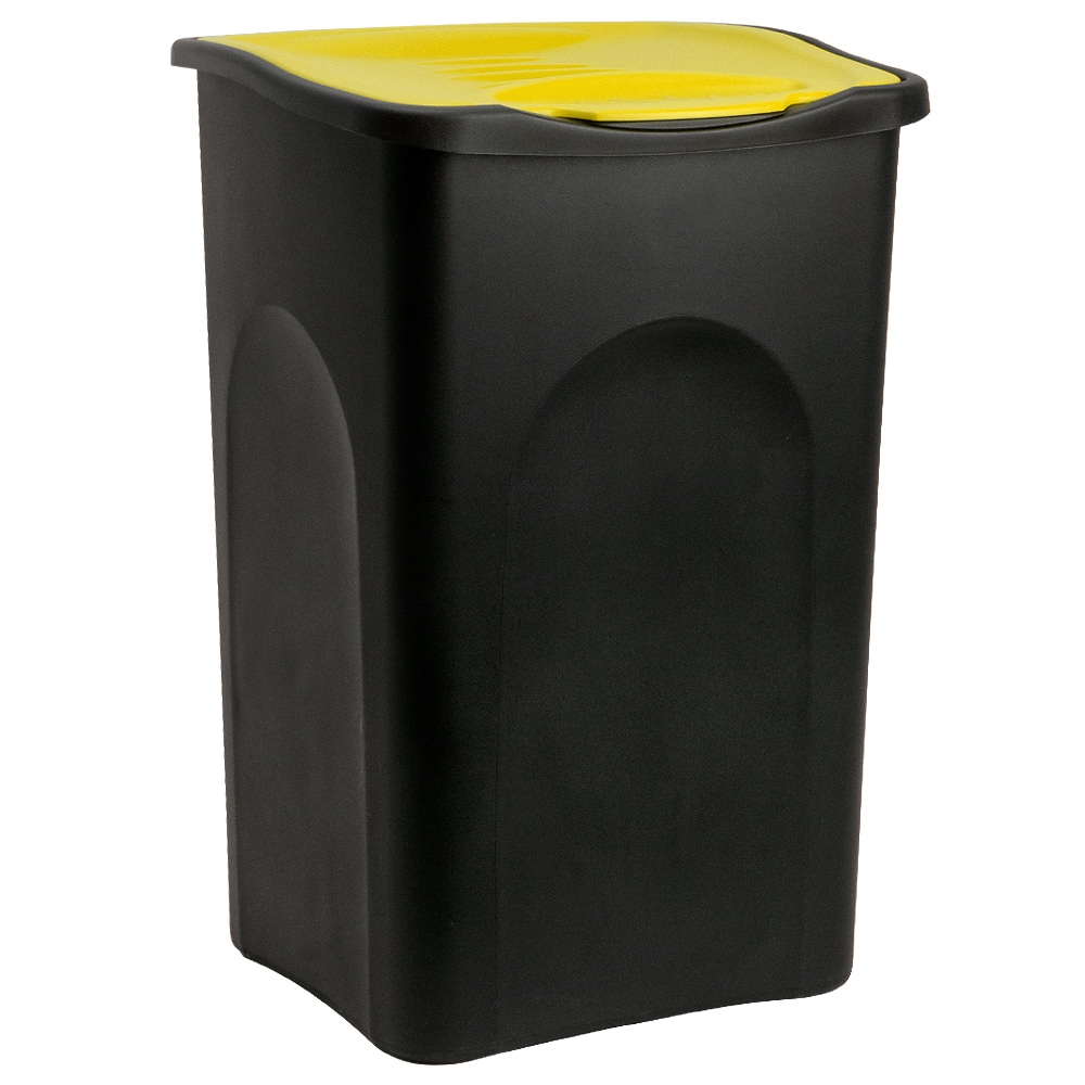 Mülleimer Schwarz/Gelb Kunststoff 50L