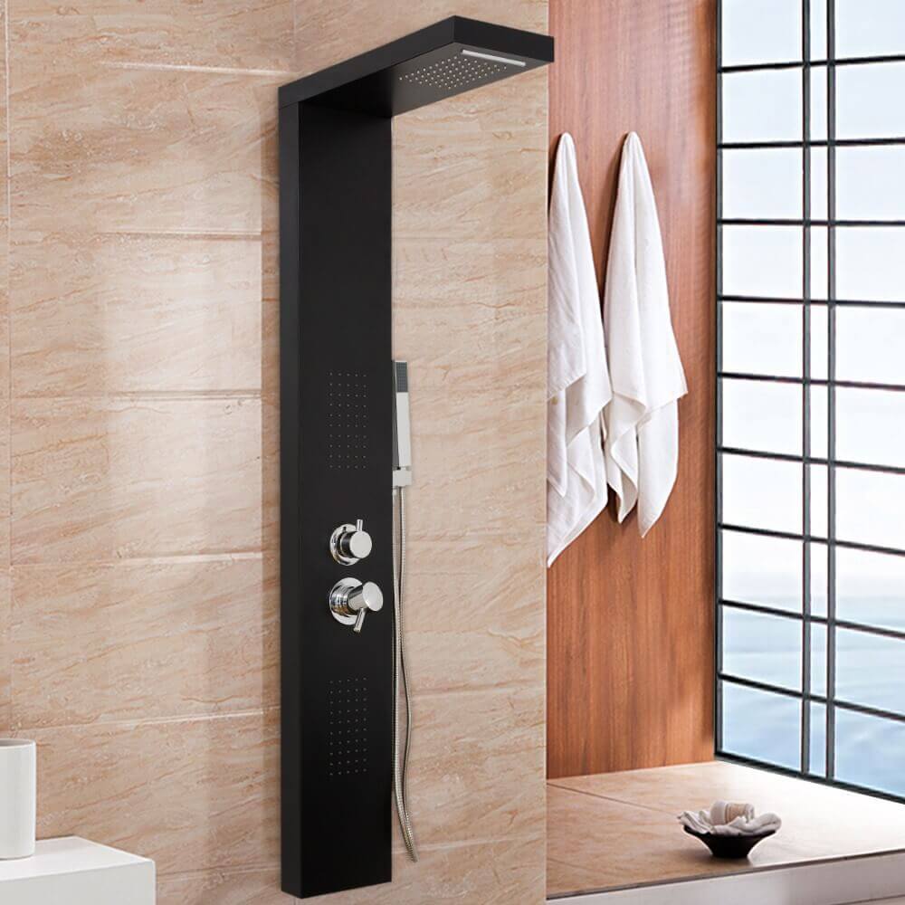 Duschpaneel mit Regendusche CASCATA – Schwarz
