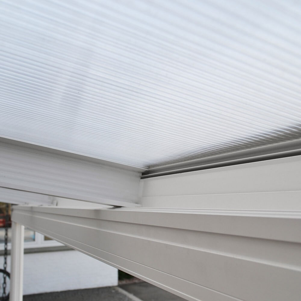Terrassenüberdachung SOLIS - 496 / 503 x 300 / 303 x 278 / 226 cm Weiß