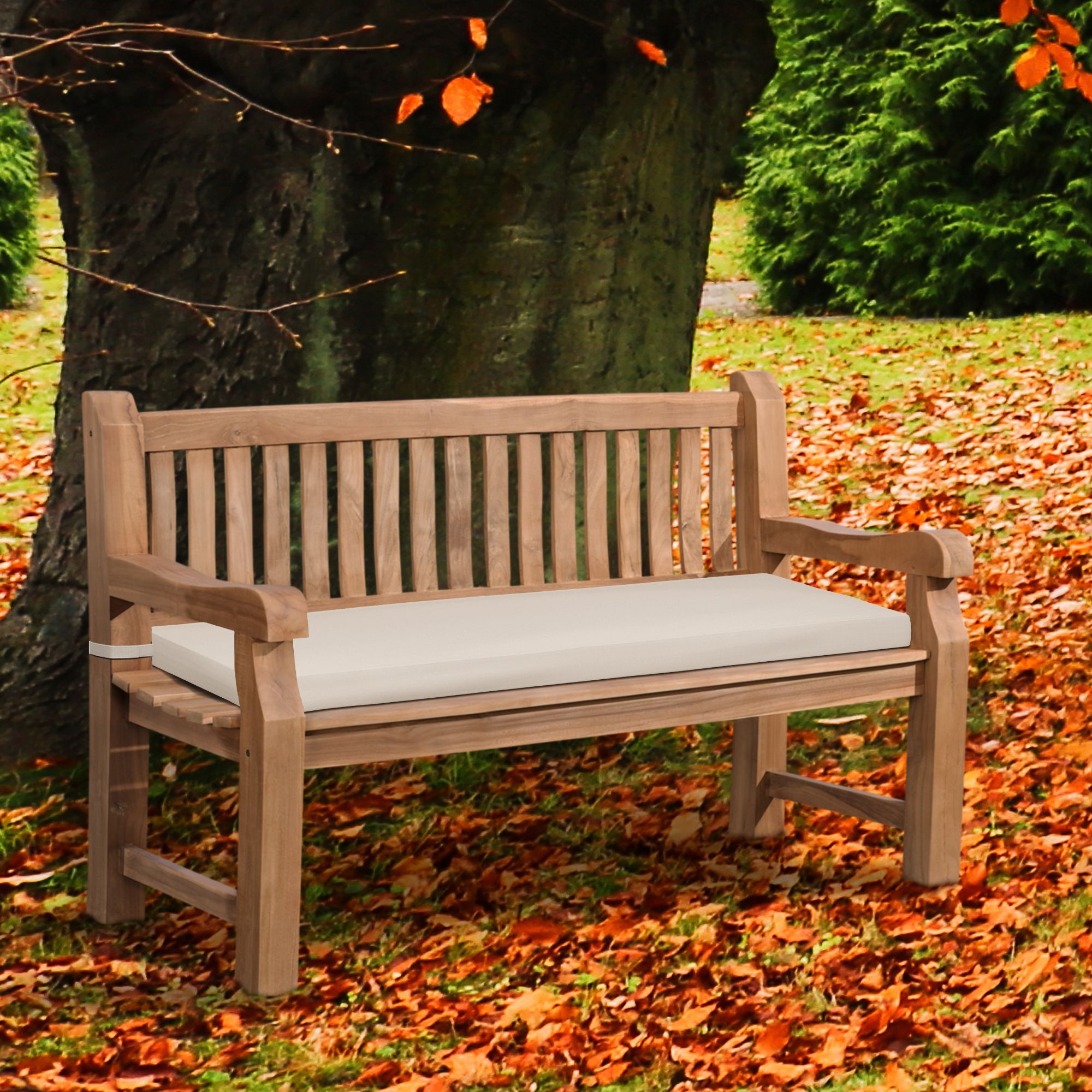 Teakbank Daxon mit Sitzkissen 150 cm, creme