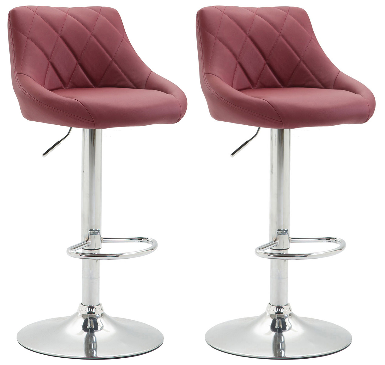 2er Set Barhocker Lazio Kunstleder C, bordeauxrot