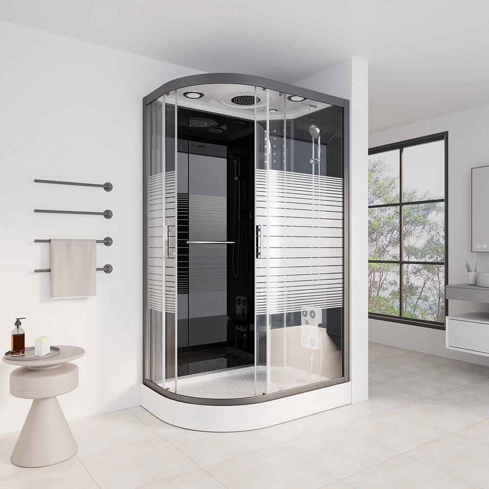 Duschkabine BLACK PEARL mit Regendusche - 120 x 80 cm Links