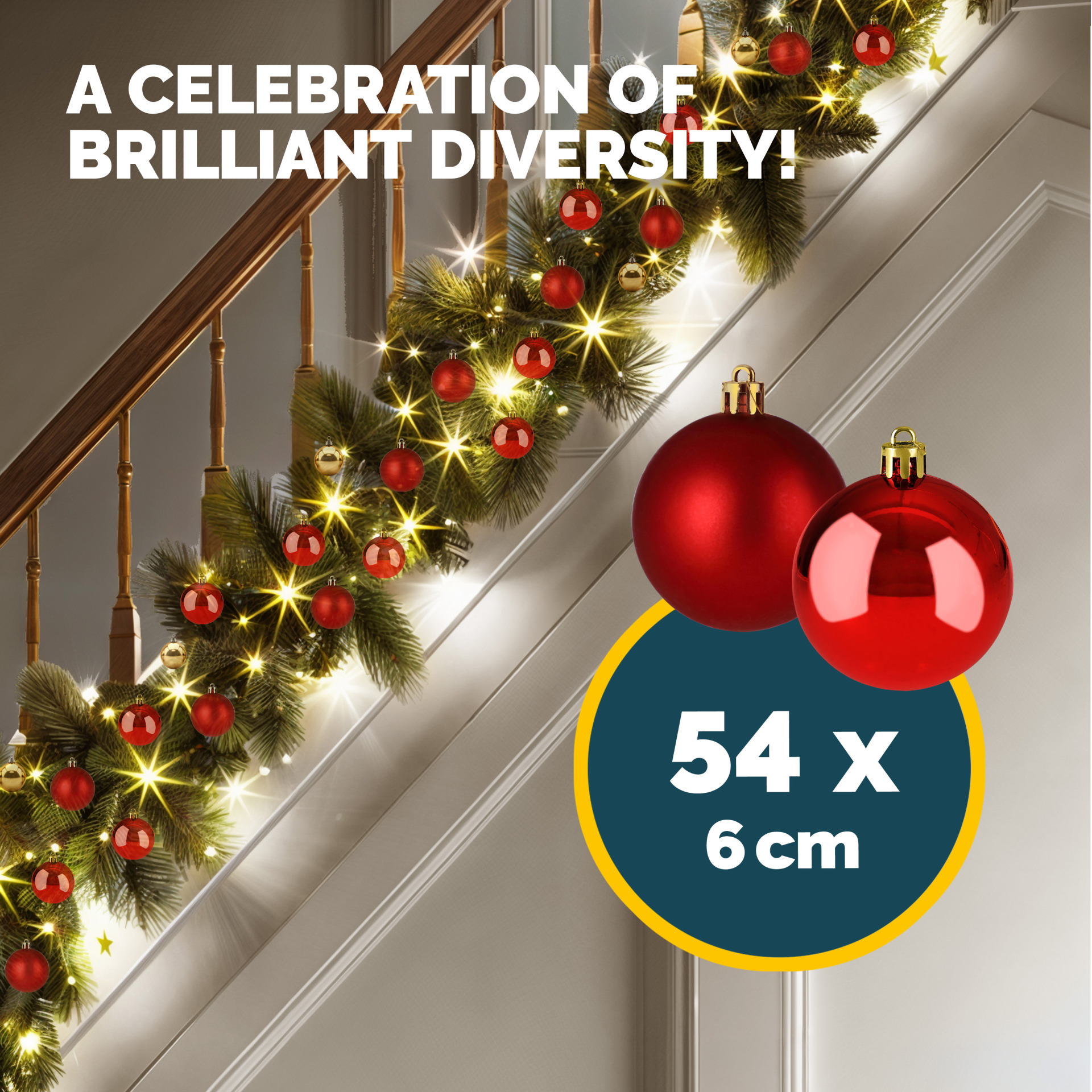 Weihnachtskugeln Rot 54-tlg in matt + glänzend