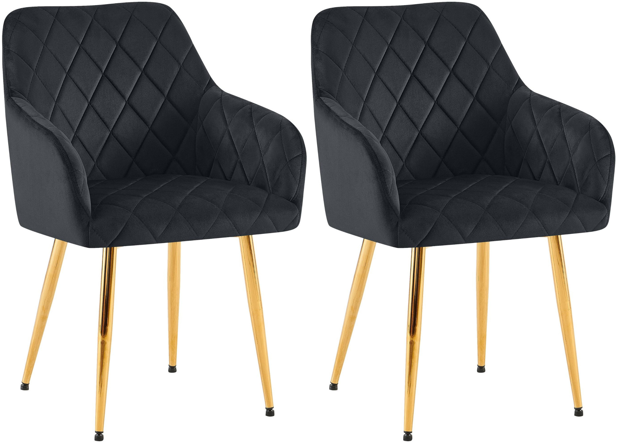 2er Set Esszimmerstuhl Monett Samt G, schwarz