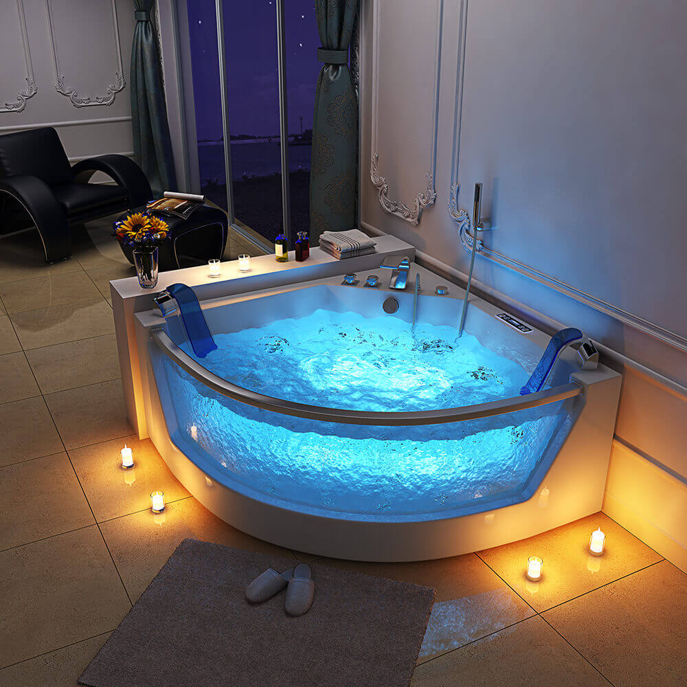 Whirlpool Badewanne mit Lichttherapie ATLANTIC L 140 x 140 cm