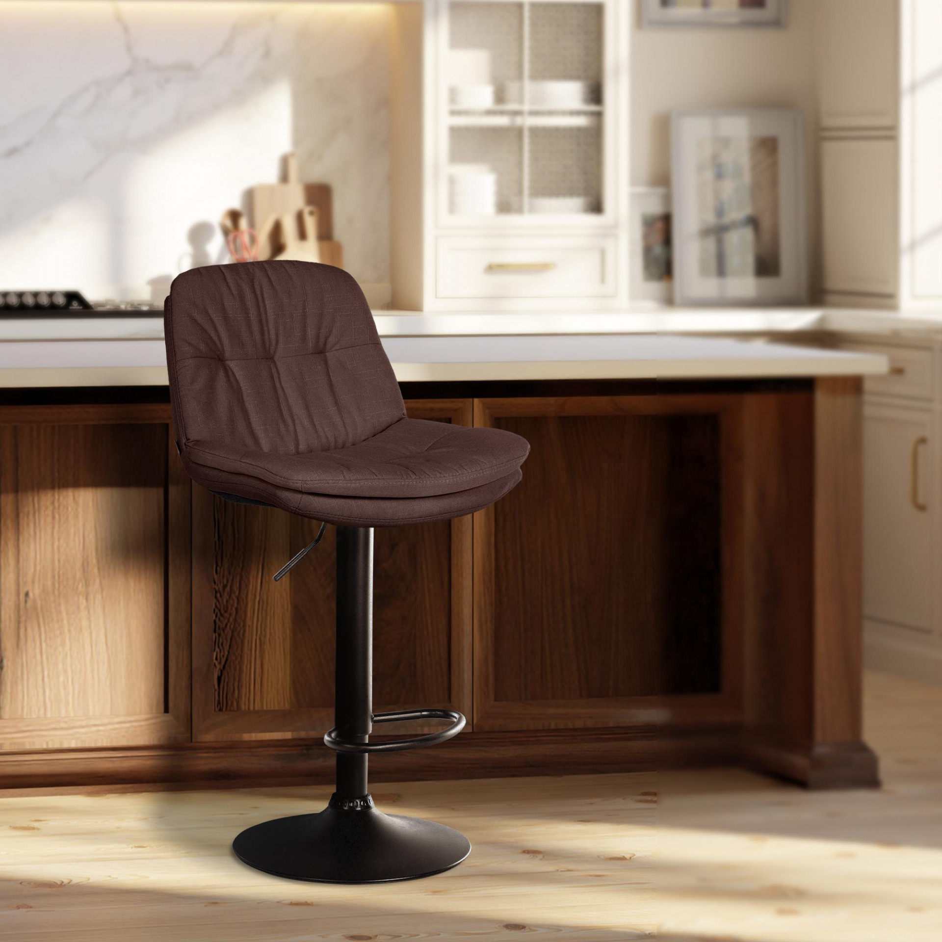Barhocker Laurel Stoff schwarz, braun