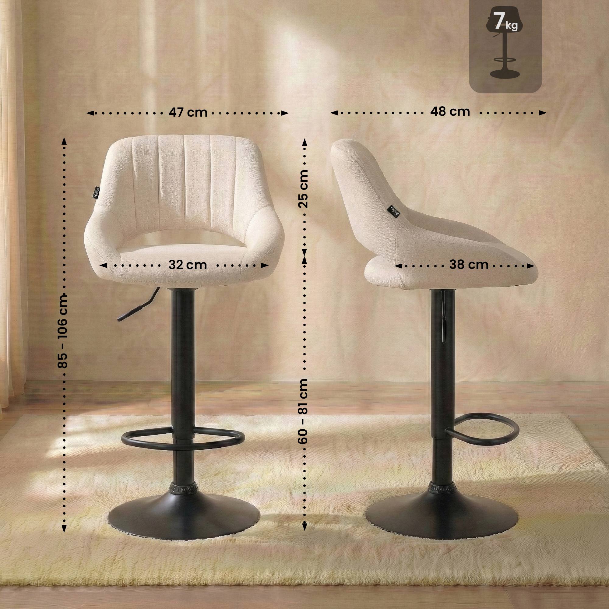 Barhocker Milet Stoff schwarz, creme
