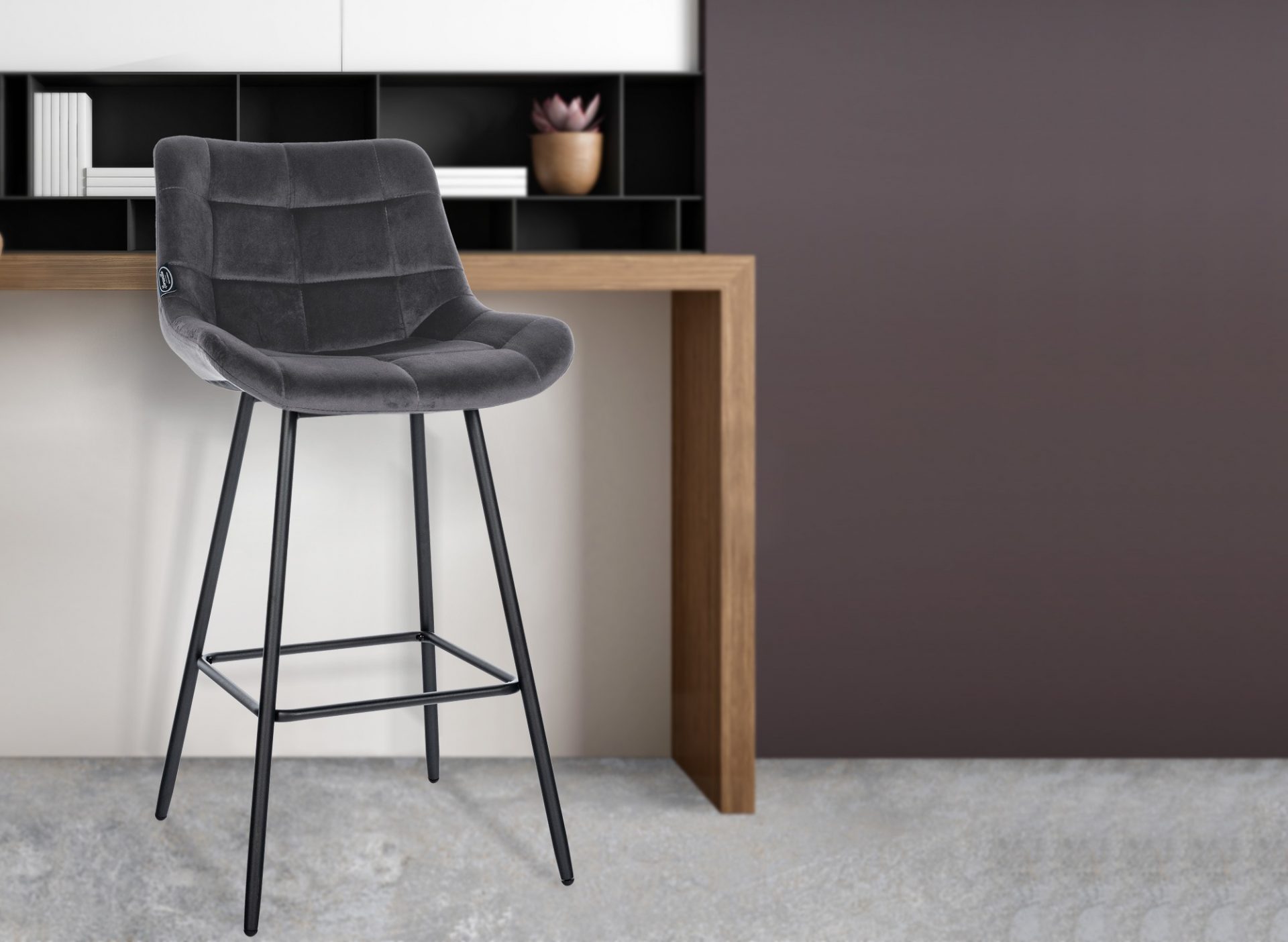 Barhocker Weston Samt, dunkelgrau