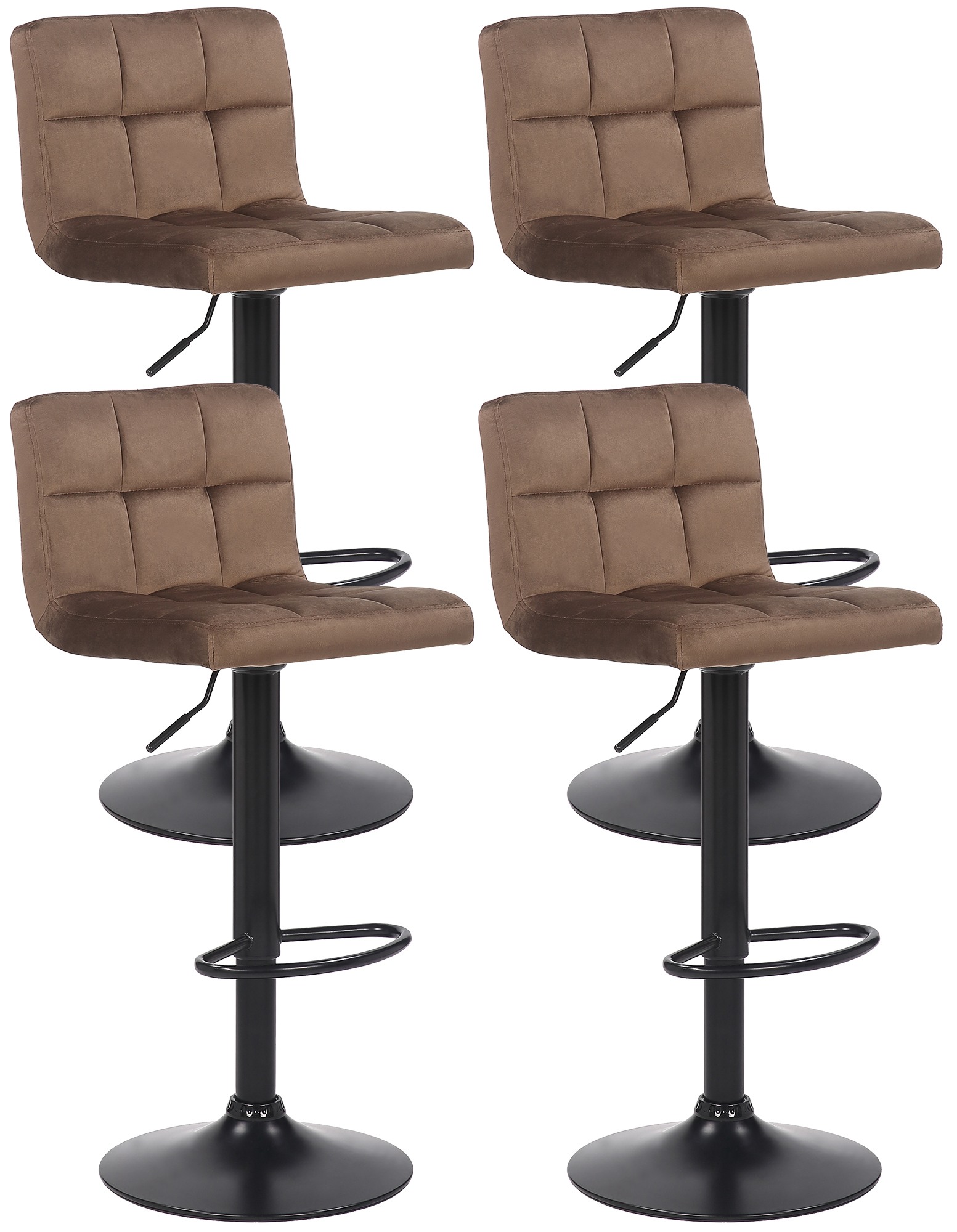 4er Set Barhocker Feni Samt, braun