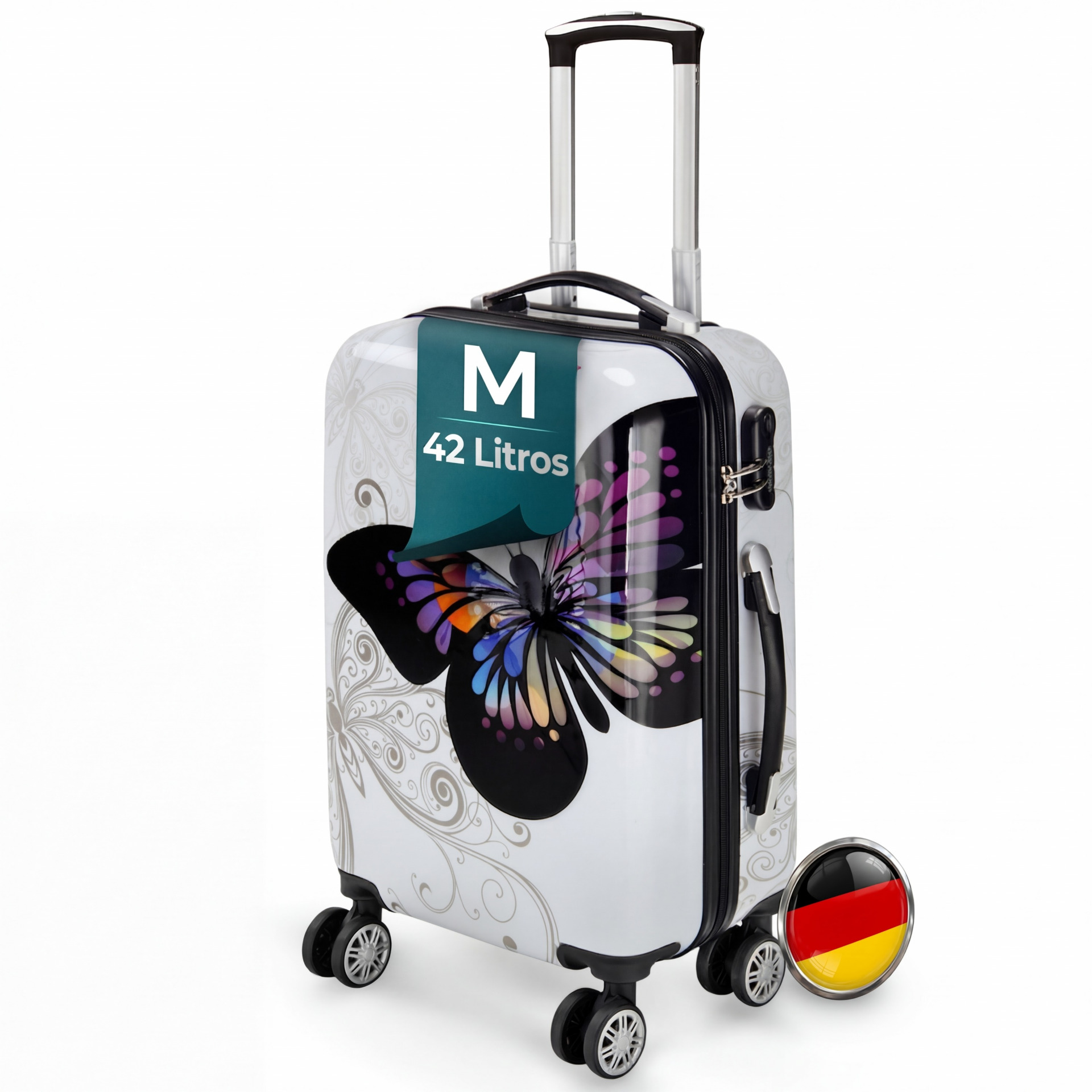 Hartschalenkoffer Rollen 360º Reisekoffer Butterfly Polycarbonat 42L